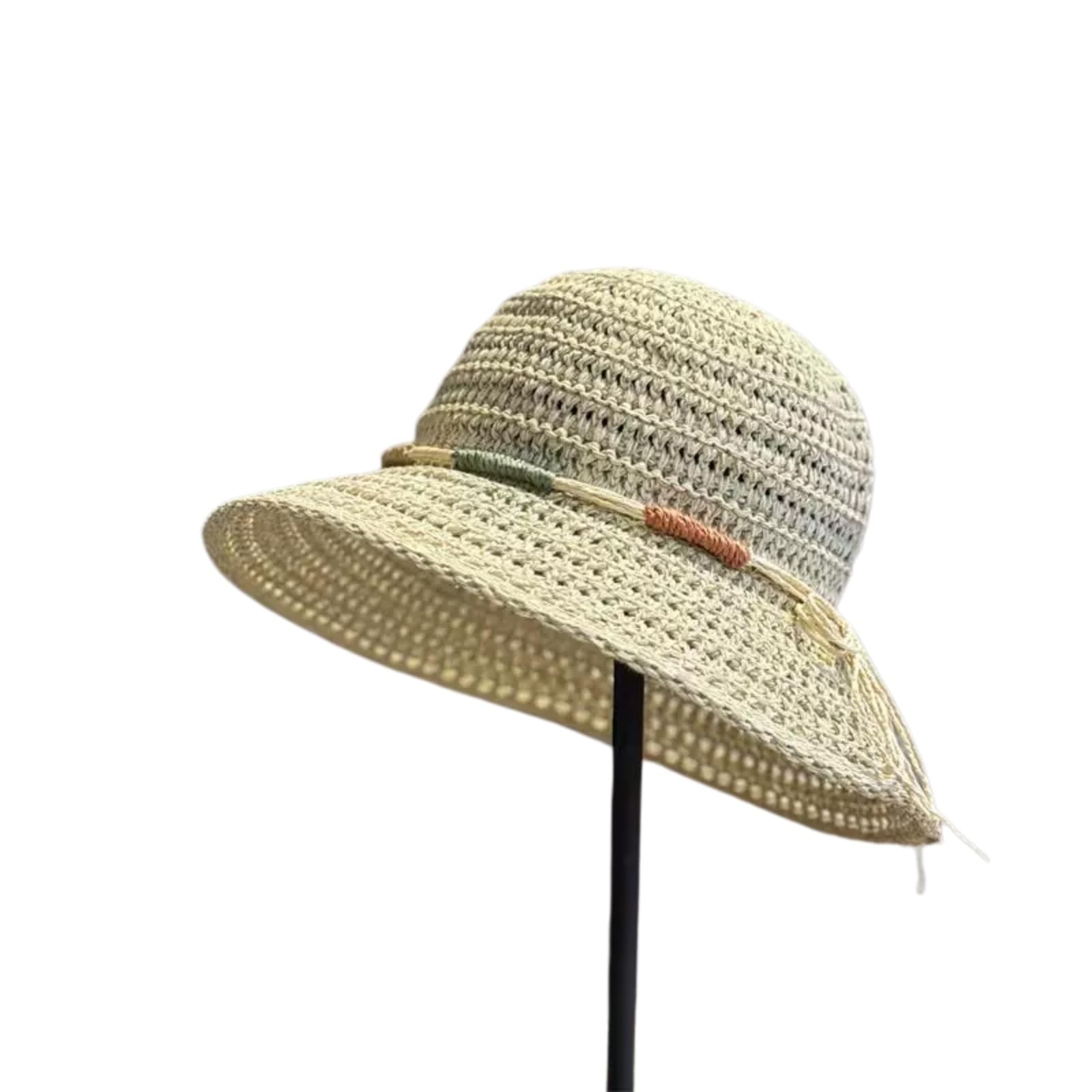 Cappellino da Baseball,Cappello Pescatore Moda Donne Cappello Secchio all'Uncinetto, Leggero di Paglia con Design Pieghevole per Gite All'aperto-qianhui