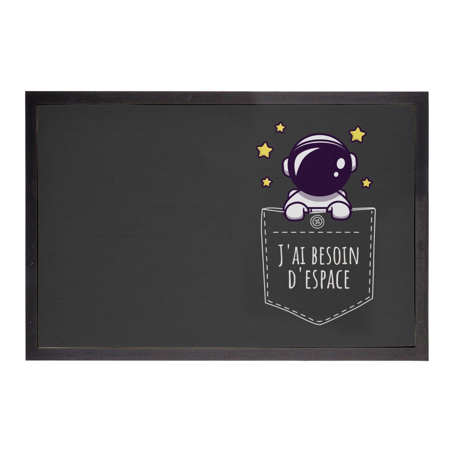 Paillasson noir astronaute 75x50 cm pour personnaliser votre pas de porte avec humour