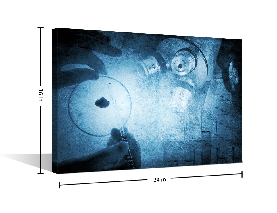 Image of TUMOVO Laboratory Canvas Wall Art Young Scientist Wall Decor Living Room Clinical Laboratory Wall Decor for Bedroom Posters and Prints Framed Ready to Hang (16 inch Wx24 H)
