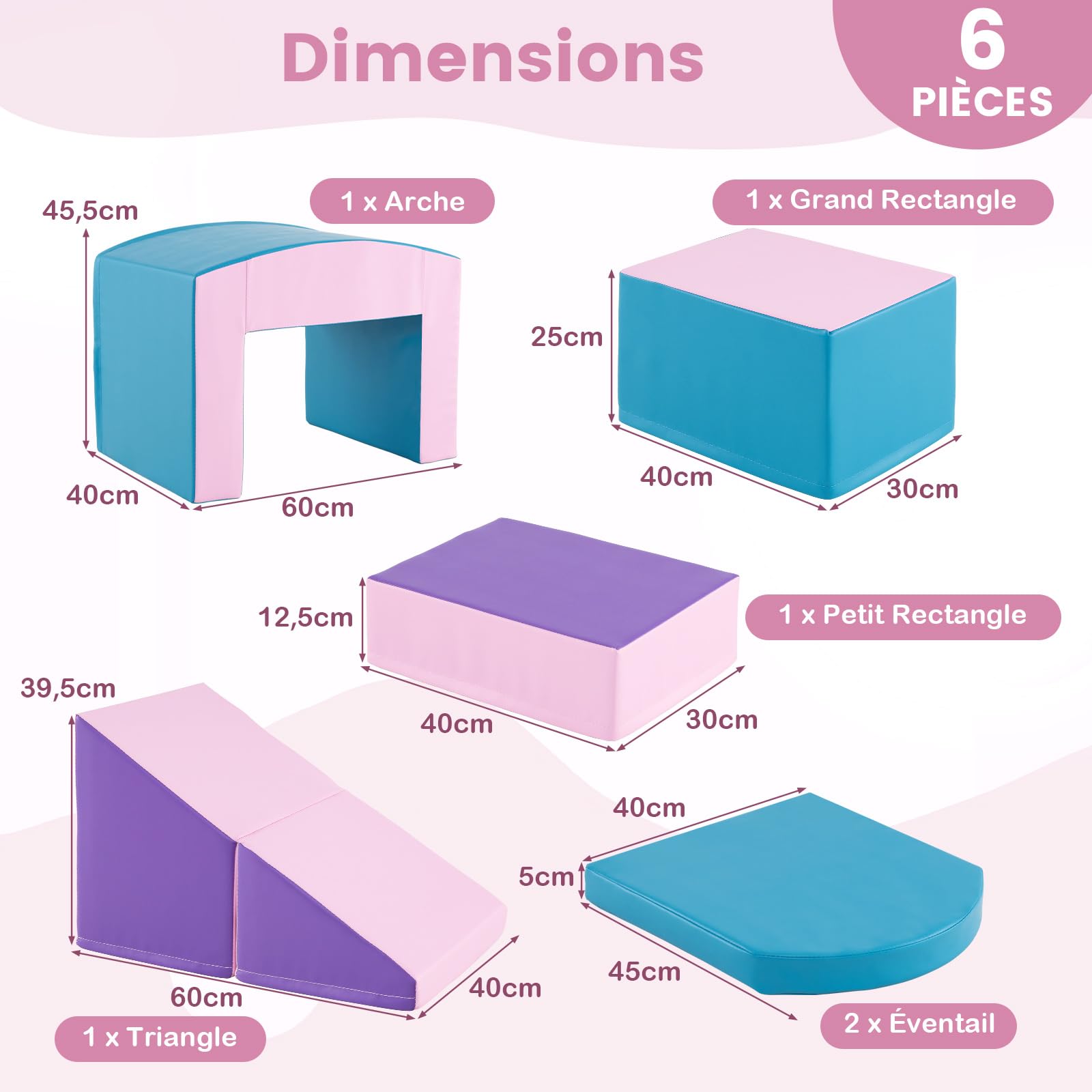 COSTWAY Parcours Motricité Bébé 7 Pièces En Mousse EPE Et Housses PU - Modules D'escalade Et De Rampage Avec Bandes Agrippantes, Jouets Montessori Pour Enfants D'âge Préscolaire