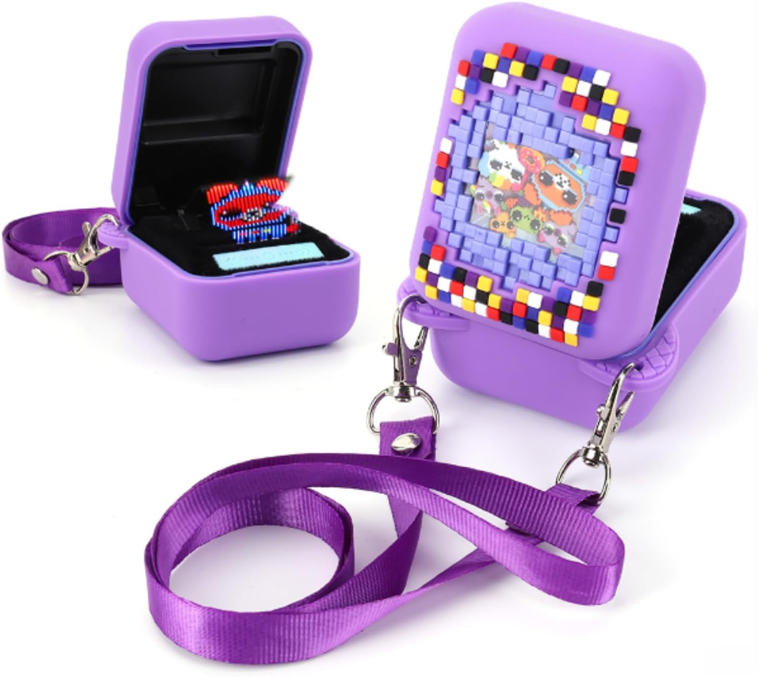 Starnearby シリコンケース ビッツィーフルカバー 保護 ビッツィー インタラクティブトイ デジタル ソフト ビッツィーケース カラフルなパターン ストラップ付き 洗える Bitzee デジタルペットケース 転倒防止