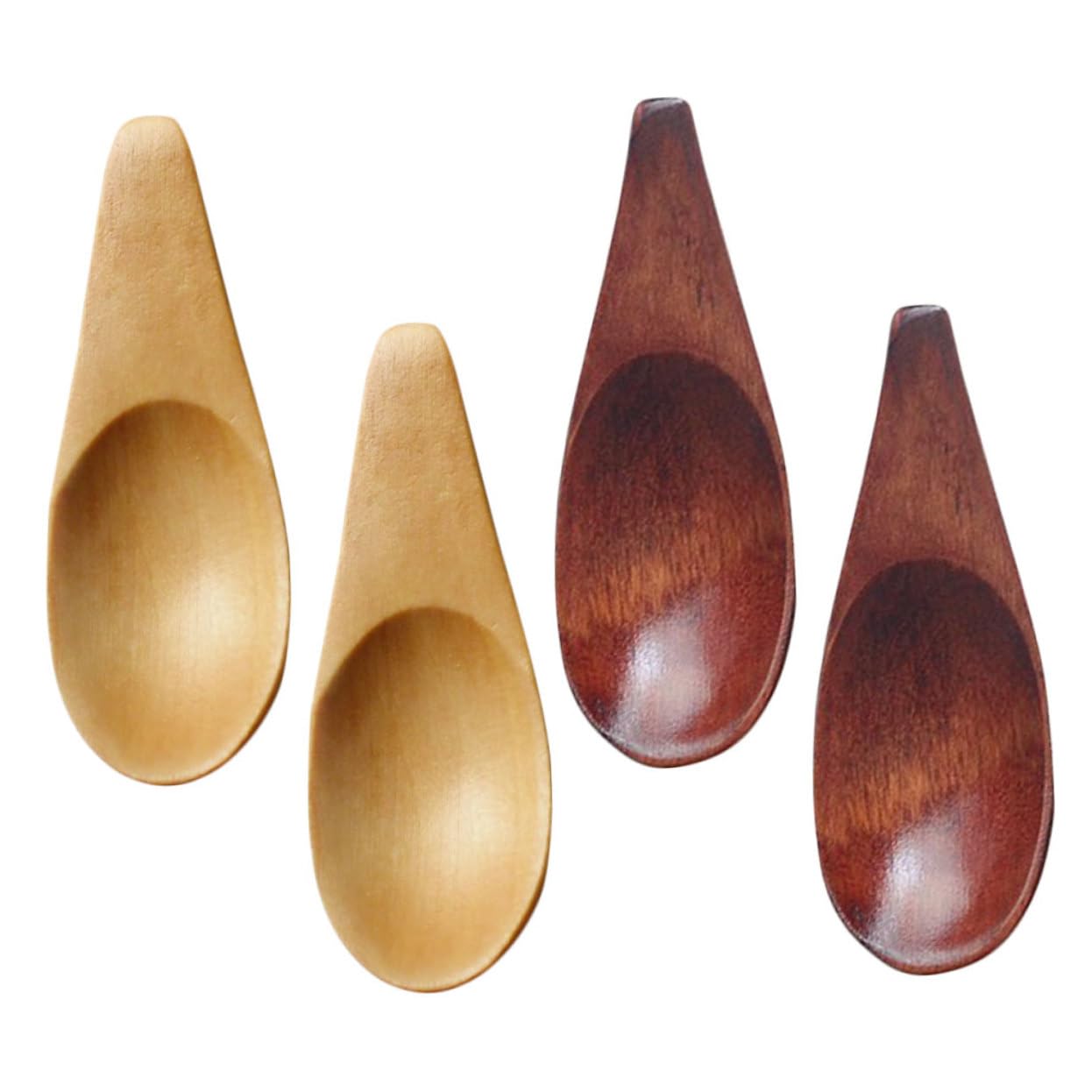 SOLUSTRE 4Pcs Wooden Spoons Scoops for Tea Leaves Powder and Bath Salt Simple Design for Home Office and Restaurants Healthy Natural Material