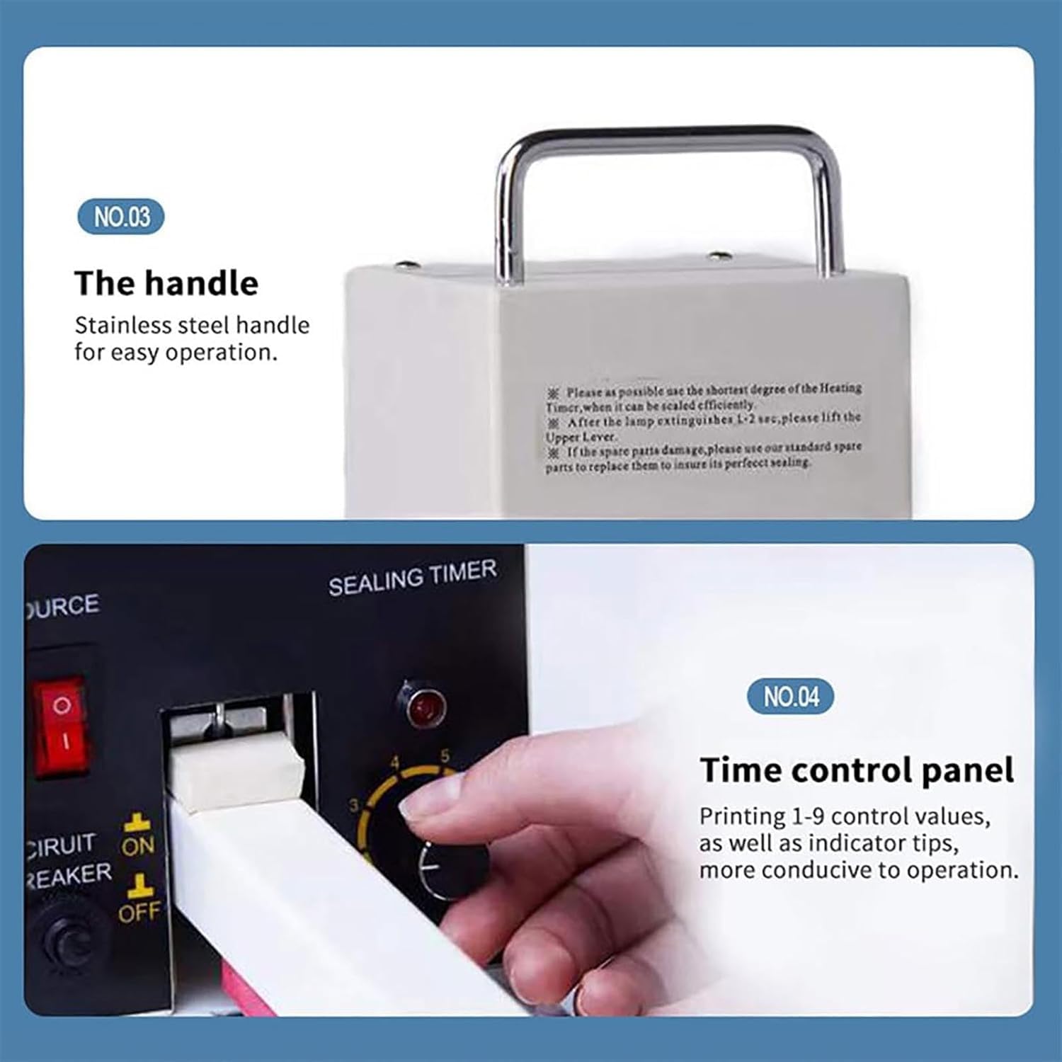 Máquina eléctrica de sellado de bolsas, sellador de prensa térmica portátil, ancho de sellado de 8 mm, 8 ajustes de temperatura, ideal para bolsas de papel de aluminio y mylar, kraft y