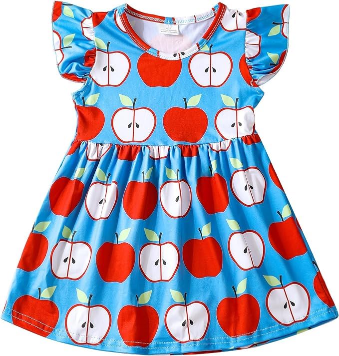 Image of Toddler Girls Back to School Pencil Outfits Set Ruffle T-Shirt Dress and Pants Outfit Set 3-8Years