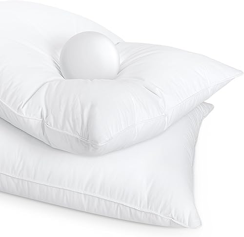 Miniatura 9 de ZB-DP01 - Almohada de plumas de ganso para dormir, almohada de plumón de hotel tamaño Queen, funda de algodón suave blanca, relleno envolvente de