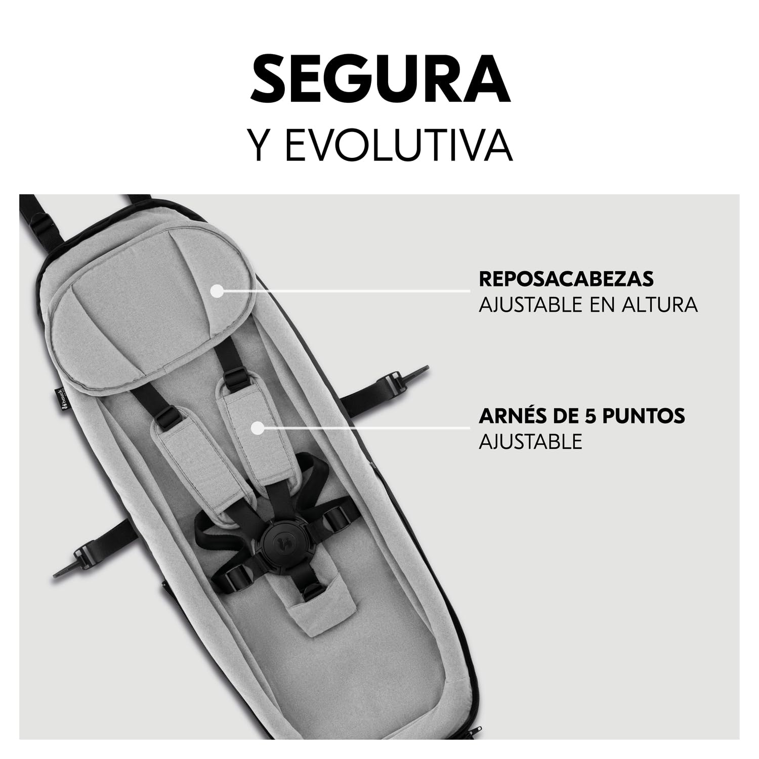 hauck Asiento para Bebé para Remolques de Bicicleta Dryk Duo, Dryk Duo Plus y Bike N Walk Duo - Adaptador para Bebés desde 1 Mes en Modo Carro 6 Meses en modo Remolque Bici - Arnés de 5 Puntos - Gris