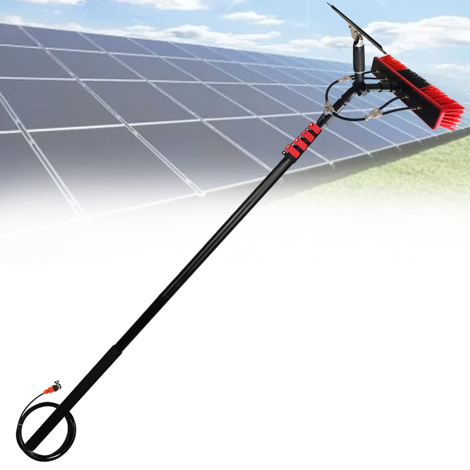 Perche télescopique nettoyage vitres 24FT kit lave-panneaux