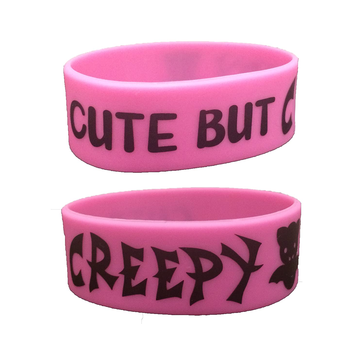 City17 Women's Pink Cute But Creepy Goth Chibi Bat Silicone Wrist Band