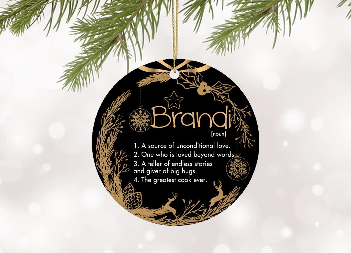 Christmas Ornament with Name Brandi Ornaments Tree Decorations Xmas 2021 Holiday Gifts Ideas Family Ornament Home Decor Rustic Present Keepsake 3 Inches