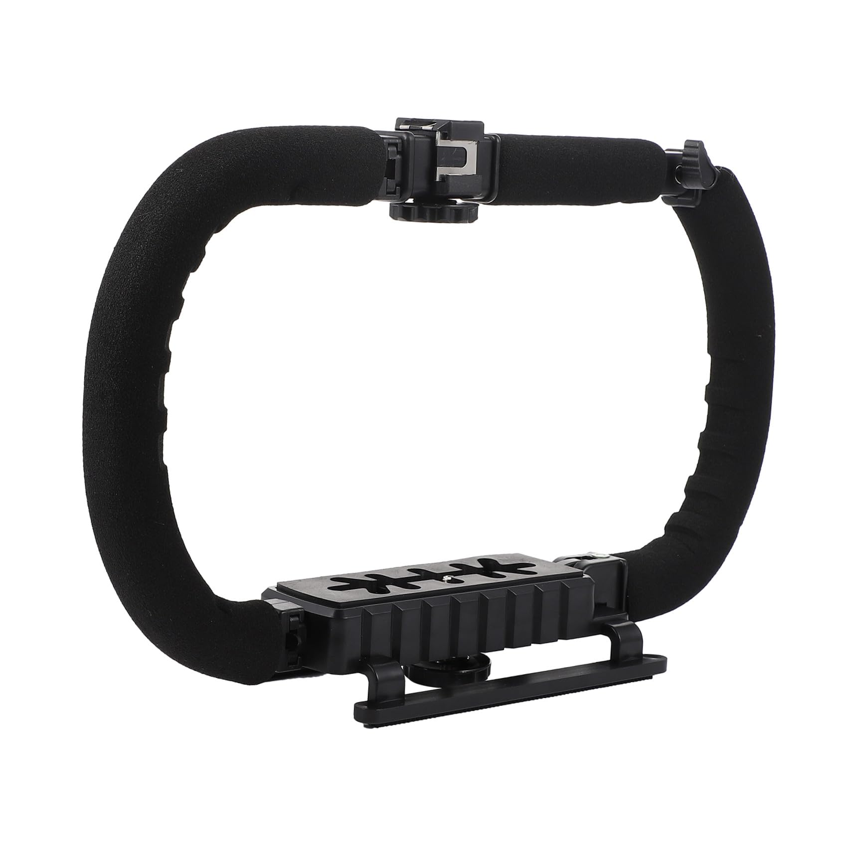 Estabilizador de Cámara de Mano Plegable Orificio de Tornillo 1/4, Mango de Esponja Antideslizante y 3 Puertos de Zapata para Accesorios, Soporte para Cámara y Teléfono