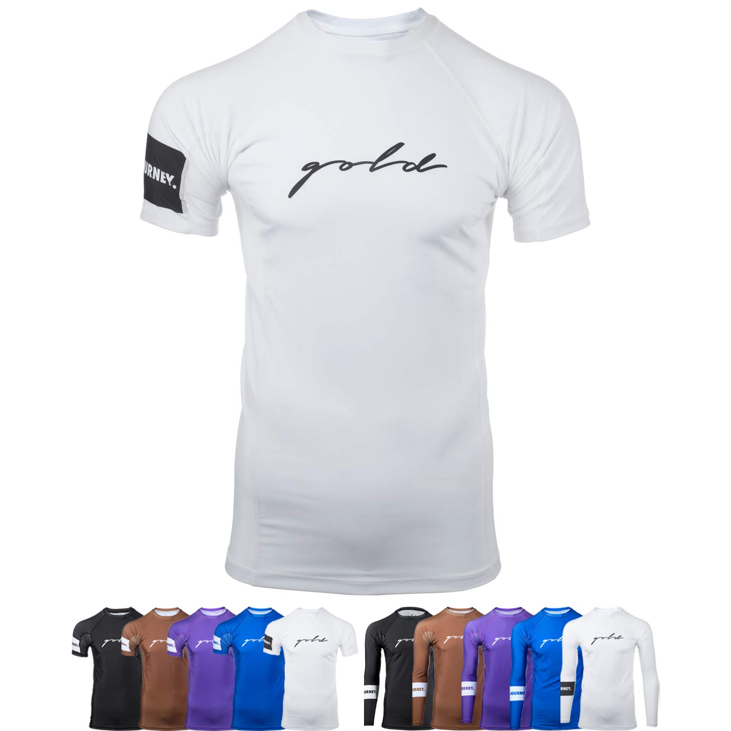 Gold BJJFoundation Rash Guard - Ranked No-Gi and Gi Jiu Jitsu Rashguard