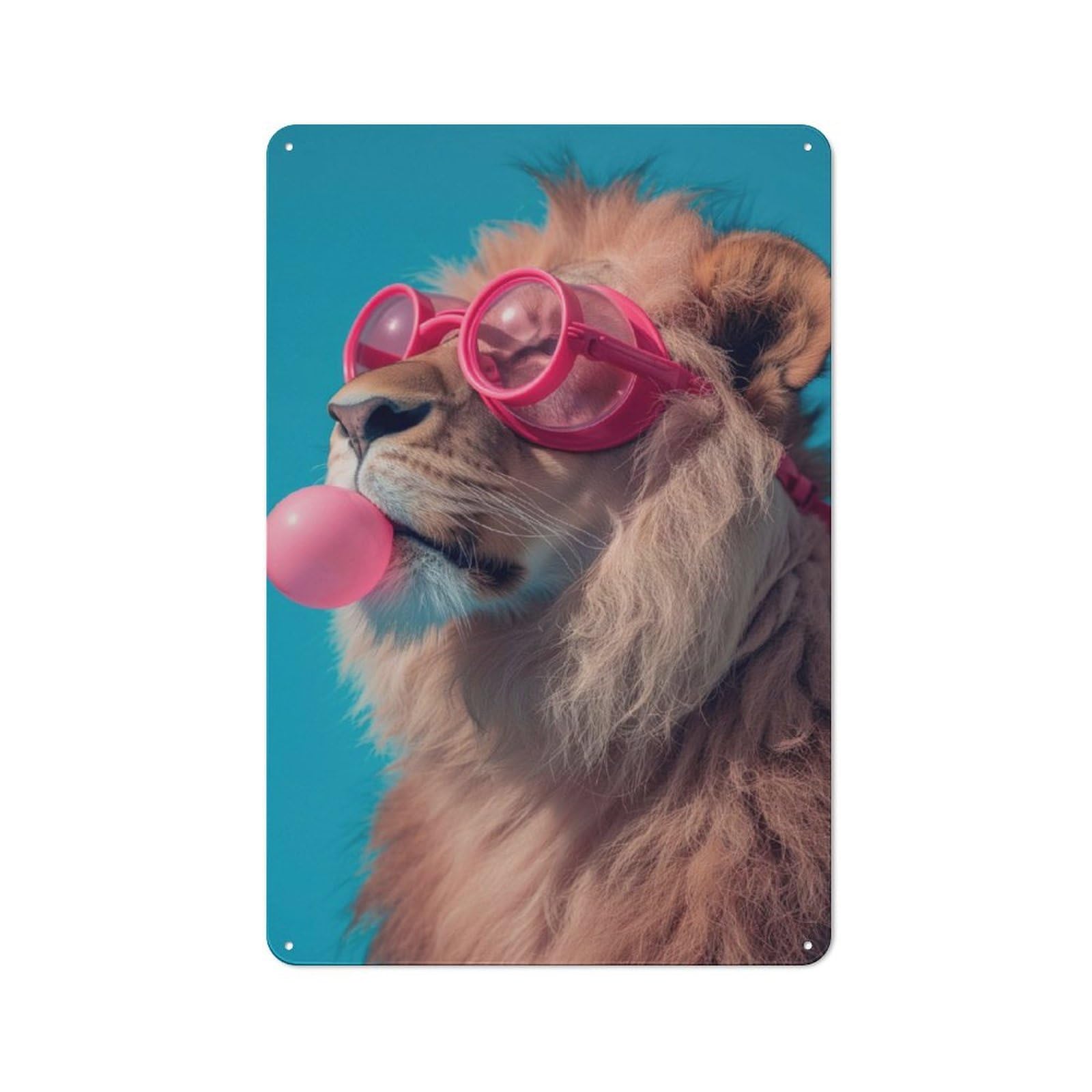 Junmoney Lion Bubblegum 30X20cm Retro-Style Tin Sign With For Café Or Home Bar, For Metal Sign Collectors, For Garage And Workshop Walls