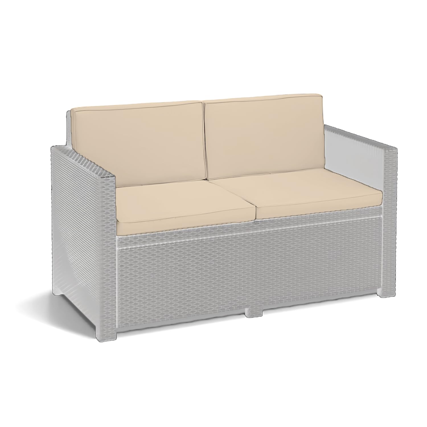A ATH COLLECTION Rattan Outdoor Seat Cushion Pads Garden Furniture Cushions Chair Padding Patio Water Resistant 2, 3 or 4 Seater Patio Set Sofa Cushions Pads (4 PC Cream 2 Seater)