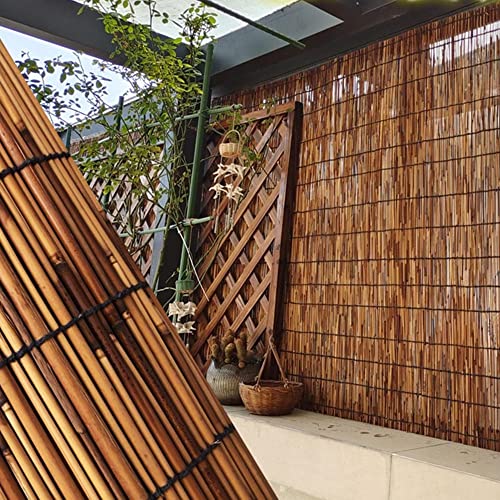 Bamboo Shades Outdoor Blinds 26" 32" 34" 42" 58" 62" 71" 72" 76" Wide Reed Curtain For Patio Cordless Rattan Blinds For Windows Roman Roller Shades Brown Bamboo Roll Up Blinds (Size : 58" X 64") #TOP7