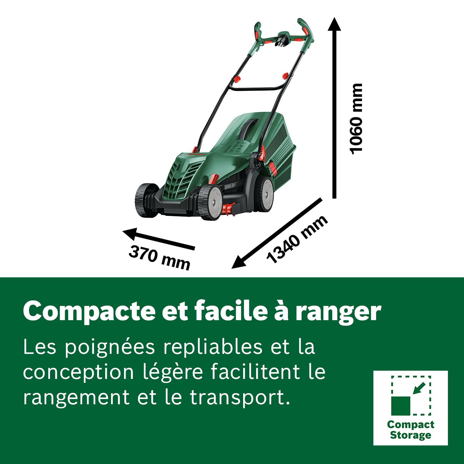 Bosch Tondeuse à Gazon Filaire UniversalRotak 34-405 (Moteur de 1 300 W, Largeur de Coupe : 34 cm, bac de ramassage 40 litres, pour la Tonte Uniforme de pelouses en Laissant des Bordures Propres)