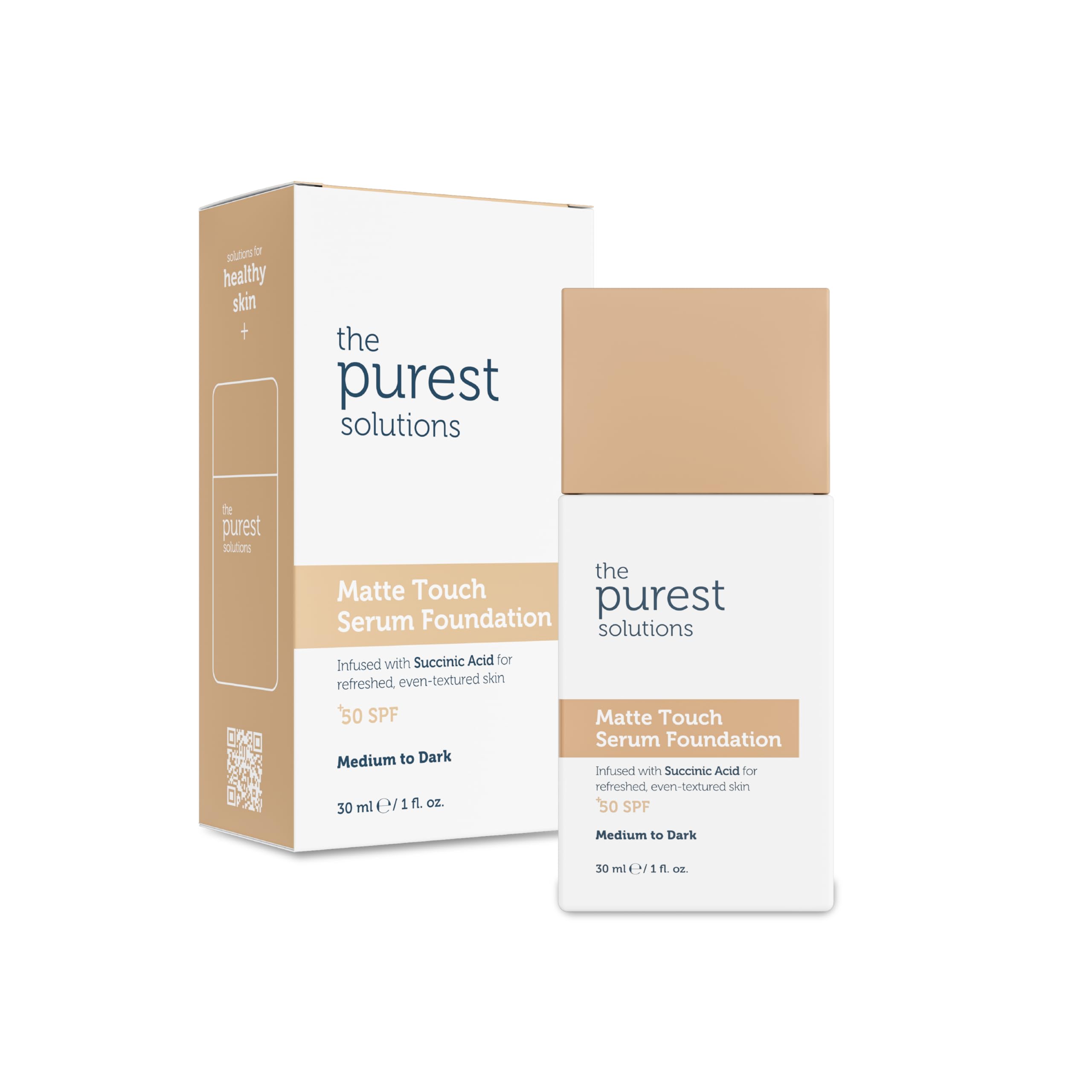 The Purest Solutions Sebum Dengeleyici & Matlaştırıcı Serum Fondöten SPF 50, 30 Mililitre – Orta/Koyu Ton