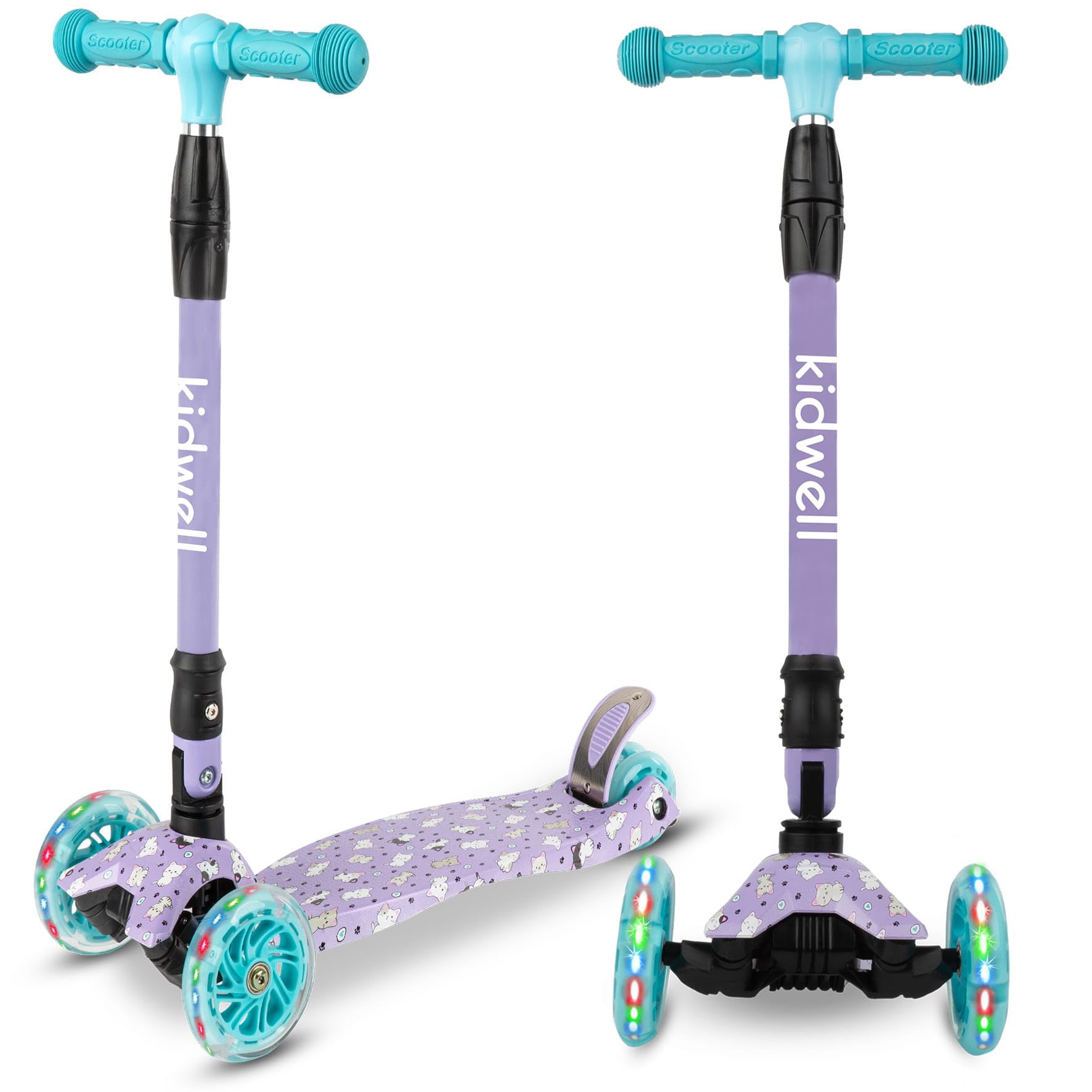 COIL Trottinette pour enfant, trottinette à trois roues, trottinette d'équilibre, trottinette de ville, roulement ABEC-7, réglage du volant à 3 niveaux, roues LED
