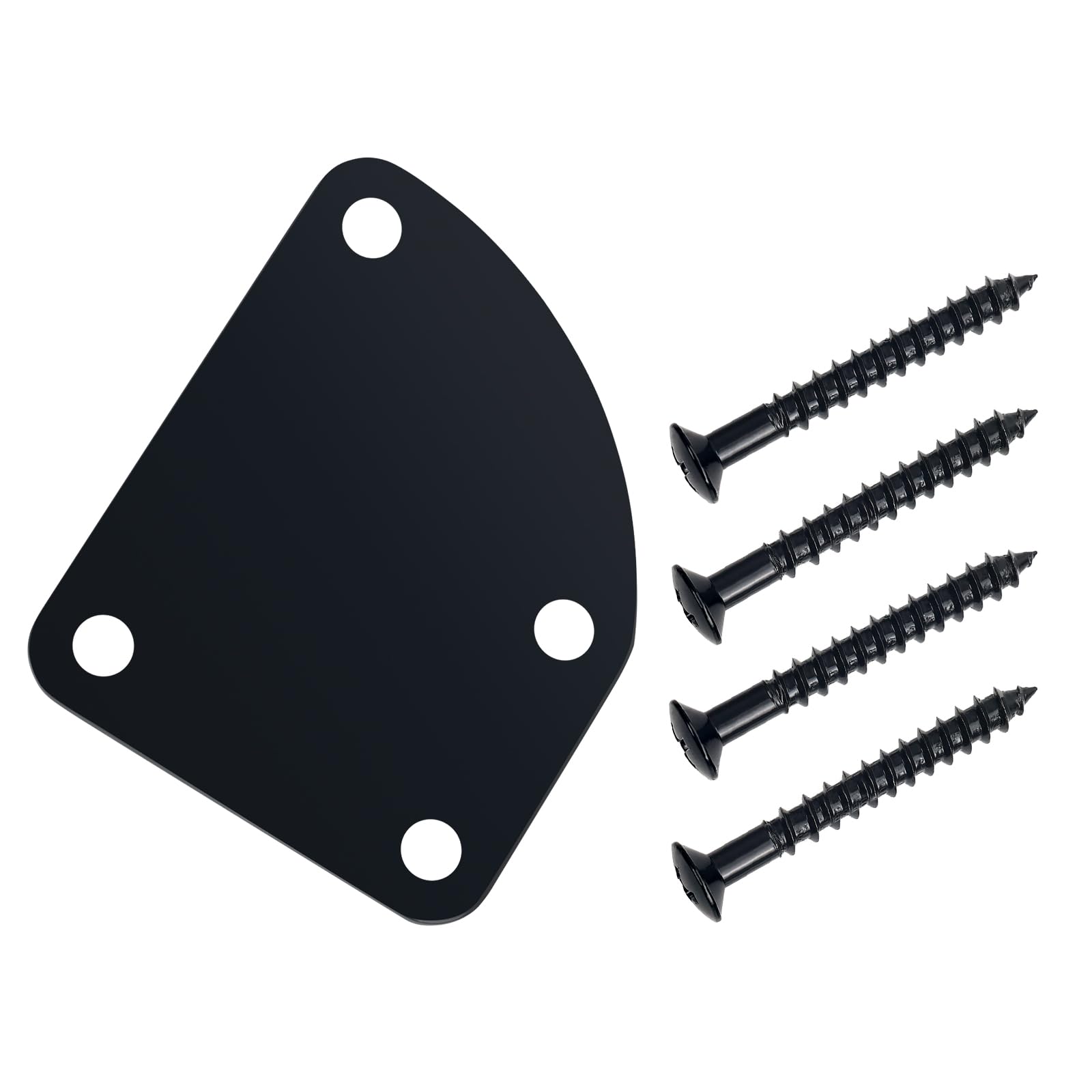 Banworks Guitar Neck Plate 4 Holes Semi Round Curved Edge Neckplate Metal Guitar Reinforcement Neck Plate Neck Joint Back Mounting Plate for Fender Strat Tele Electric Guitar JT/JQB-02 Black - Image 4