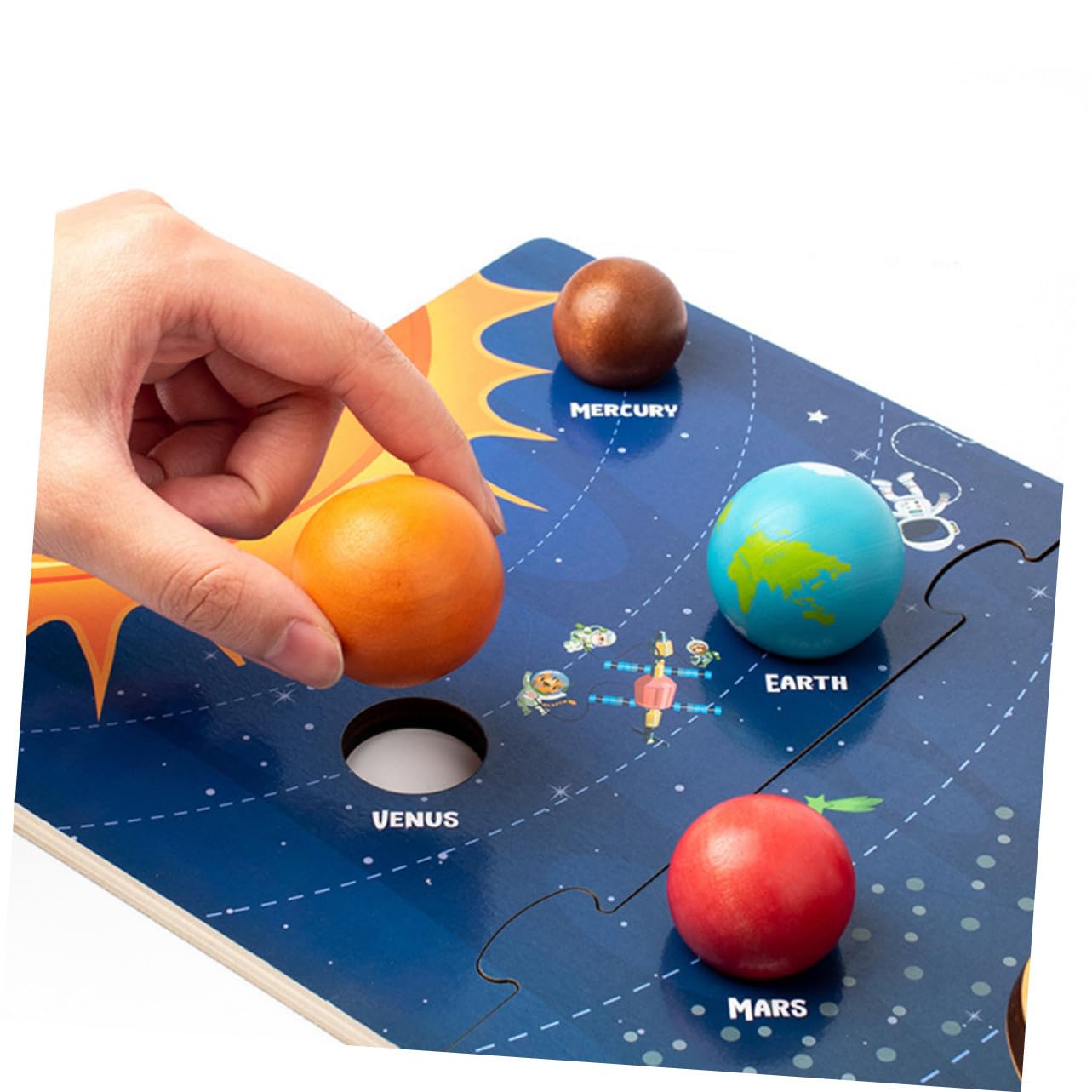 Puzzle Pianeti in Legno, Gioco Educativo per Bambini | Solare, Abbinamento Cognitivo, Adatto a Piccoli, Supporta Memoria, Logica Creatività