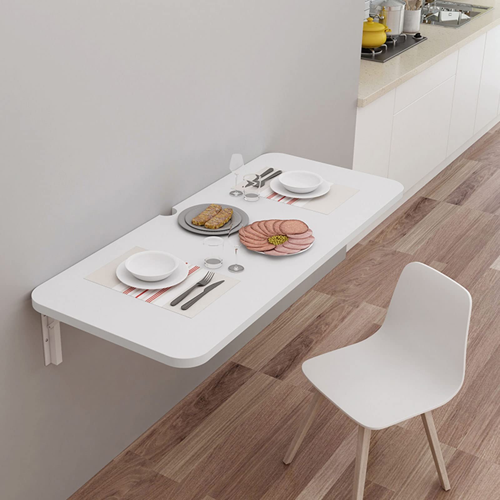 Bureau mural pliable avec étagères table flottante gain de place