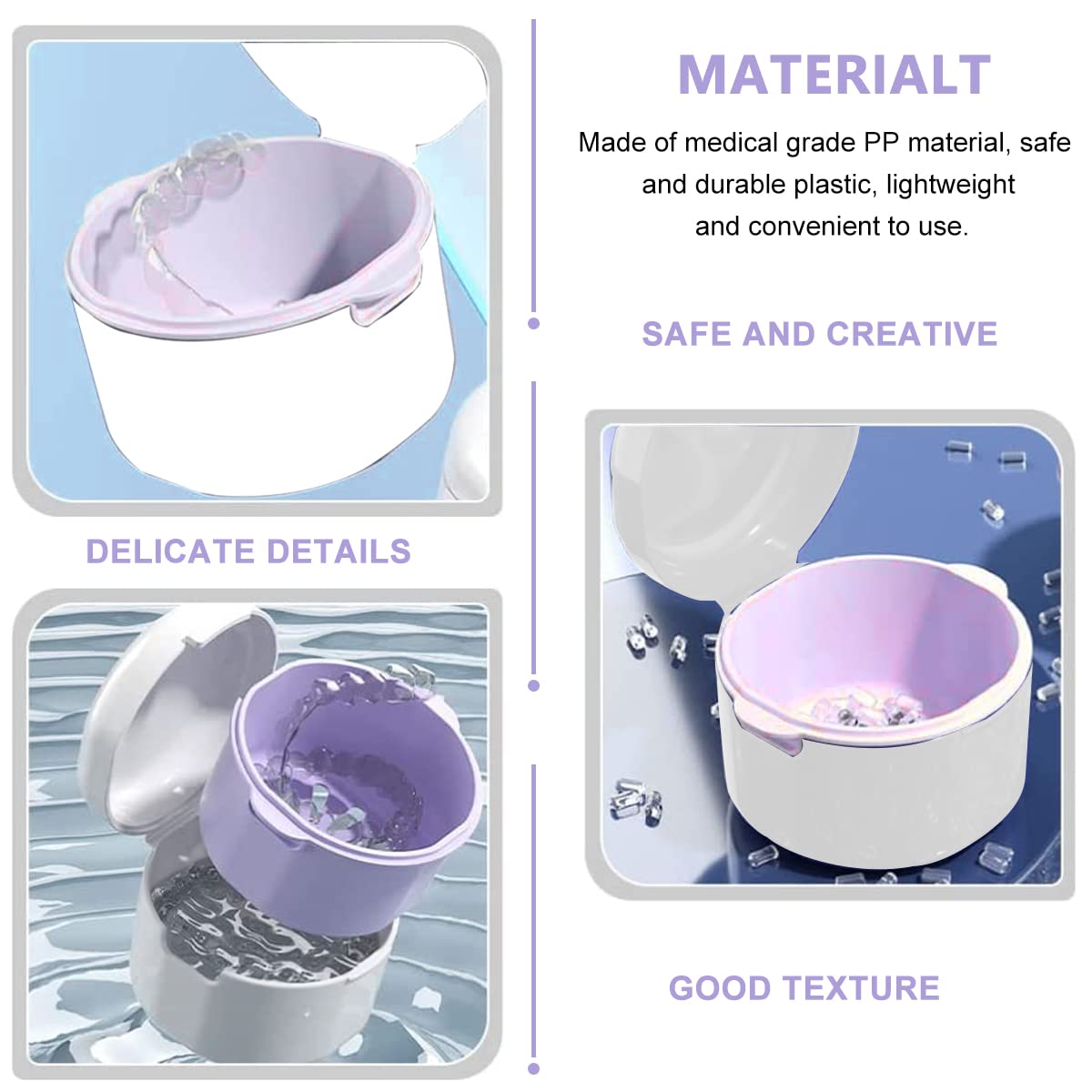 HASTHIP Denture Box Case with Strainer Basket, Retainer Storage Cup, White 2