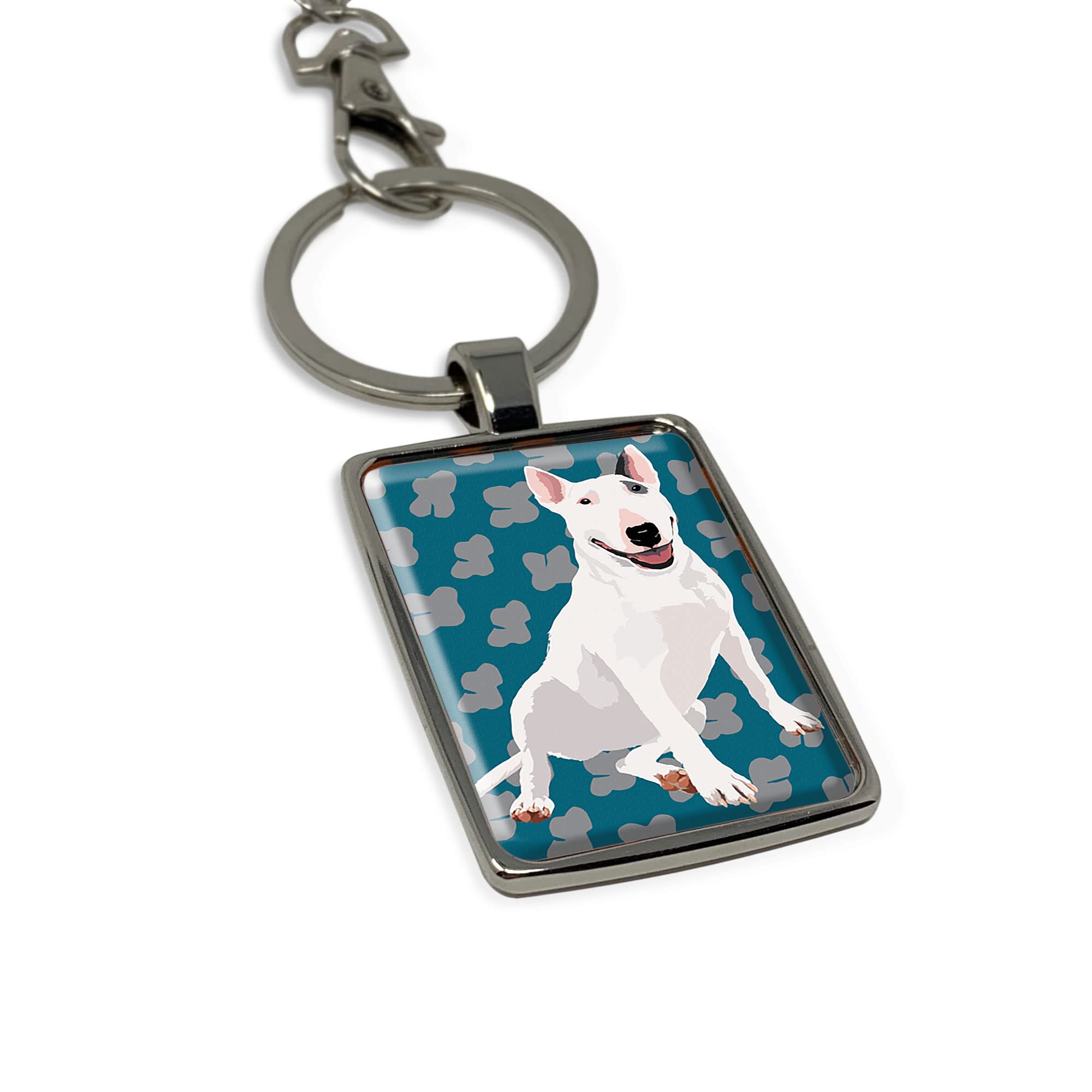 Leslie Gerry Blue English Bull Terrier Keyring Keychain Gift