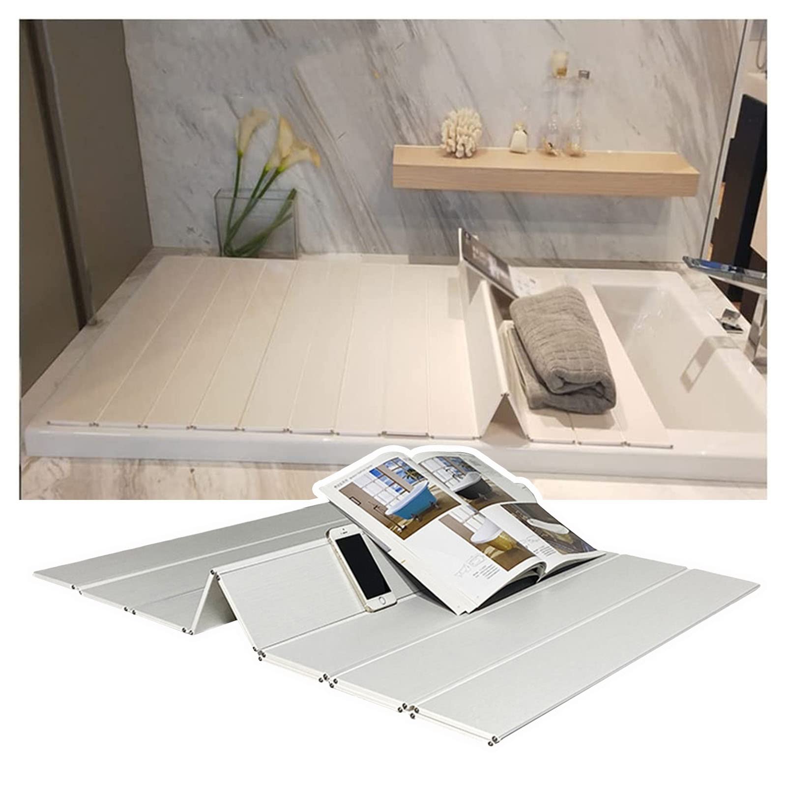 Pont de baignoire isolant en PVC pour un moment détente avec livre et bougies