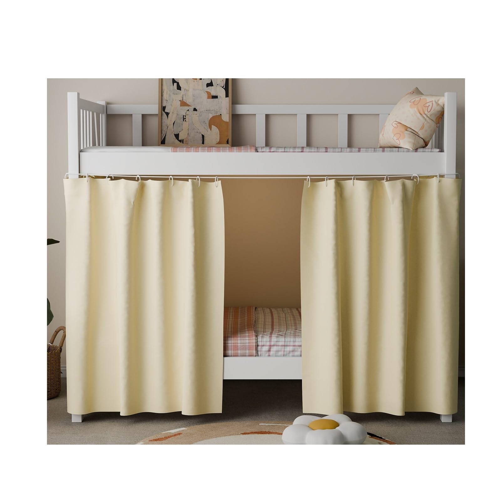 NJIEzhao Dormitory Bunk Bed Curtains Students Dormitory Bunk Bed Curtains Single Tent Curtain Shading Dustproof Cloth Mid-Sleeper Spread Blackout(Yellow)