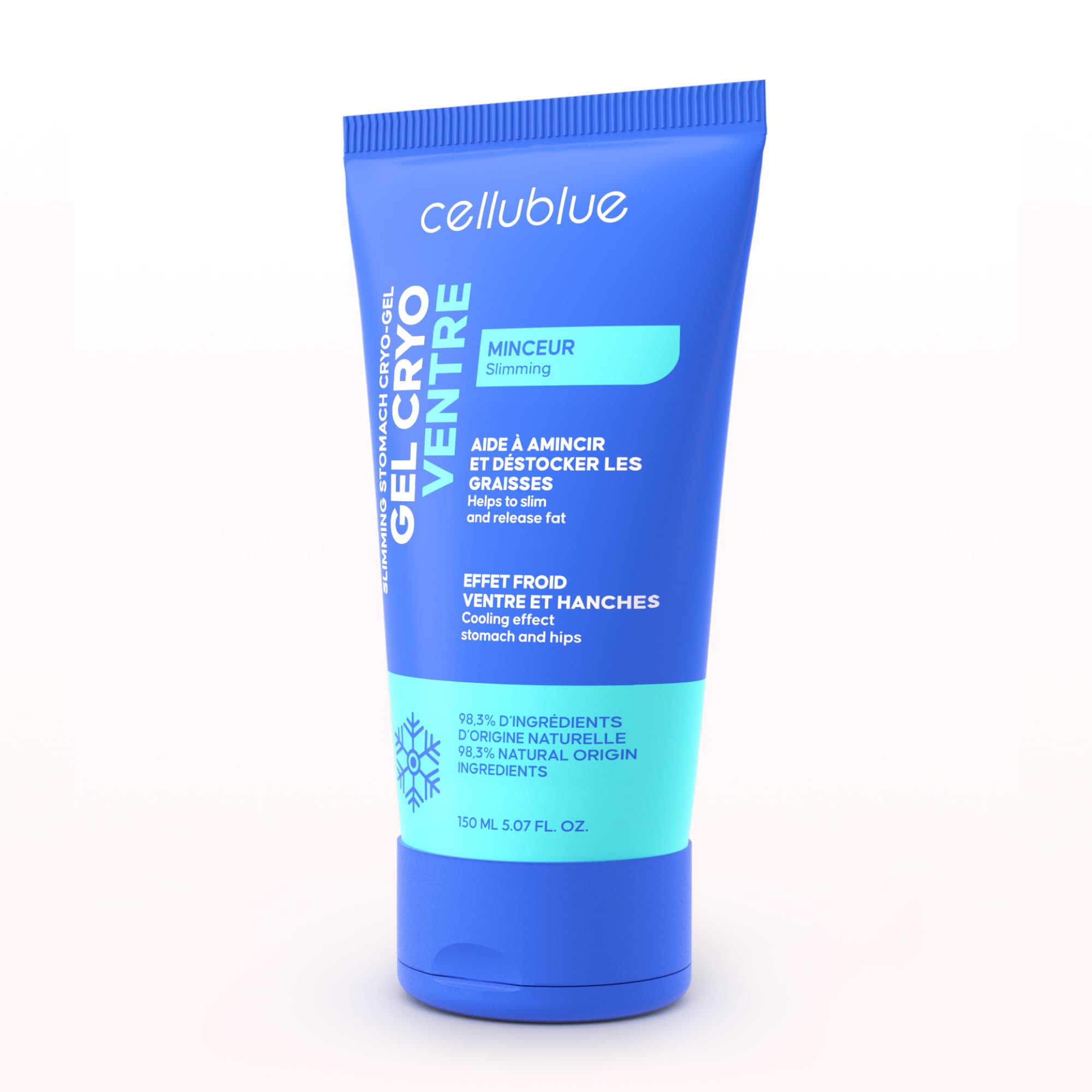 Cellublue Gel Minceur Cryo Ventre – Effet Froid Intense – Action Ciblée pour un Ventre Plat, Résultats Rapides – 98,3% d'Ingrédients d'Origine Naturelle – Marque Experte depuis 12 Ans