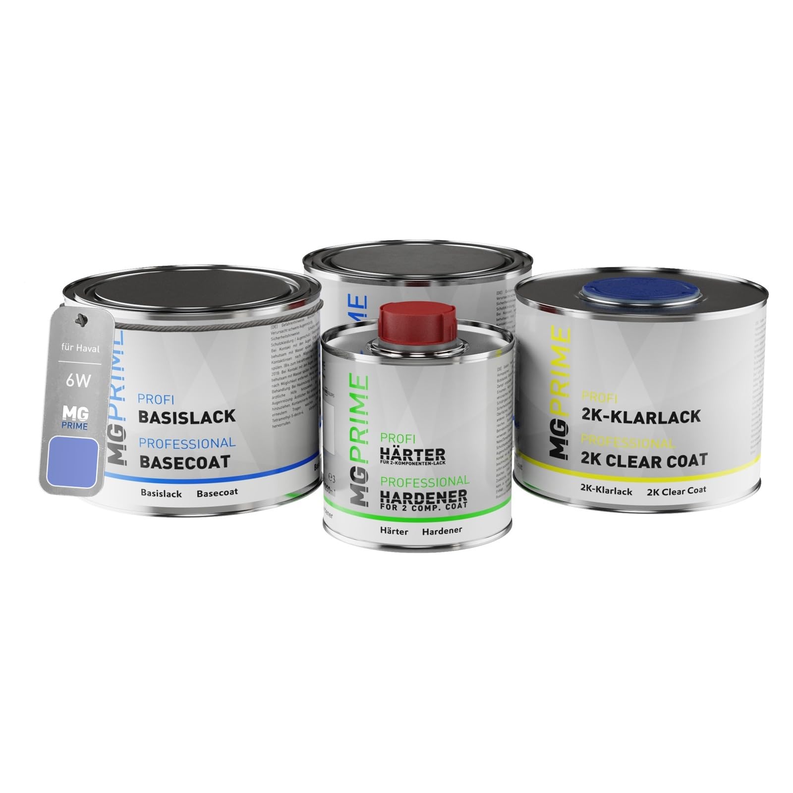 MG PRIMECar Paint Can set for Haval 6W Tianqing Blue Metallic/Tian Qing Lan Primer base coat 2K clear coat hardener ready-to-spray 1.75l
