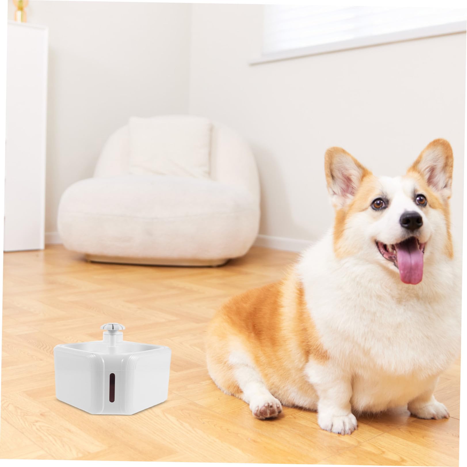 HOMSFOU Fontaine à Eau Automatique Fontaine à Eau pour Chats pour Animaux ABS, Grosse Capacité, Blanc, Silencieuse, Détection de Mouvement, Usage Intérieur Plan de Travail