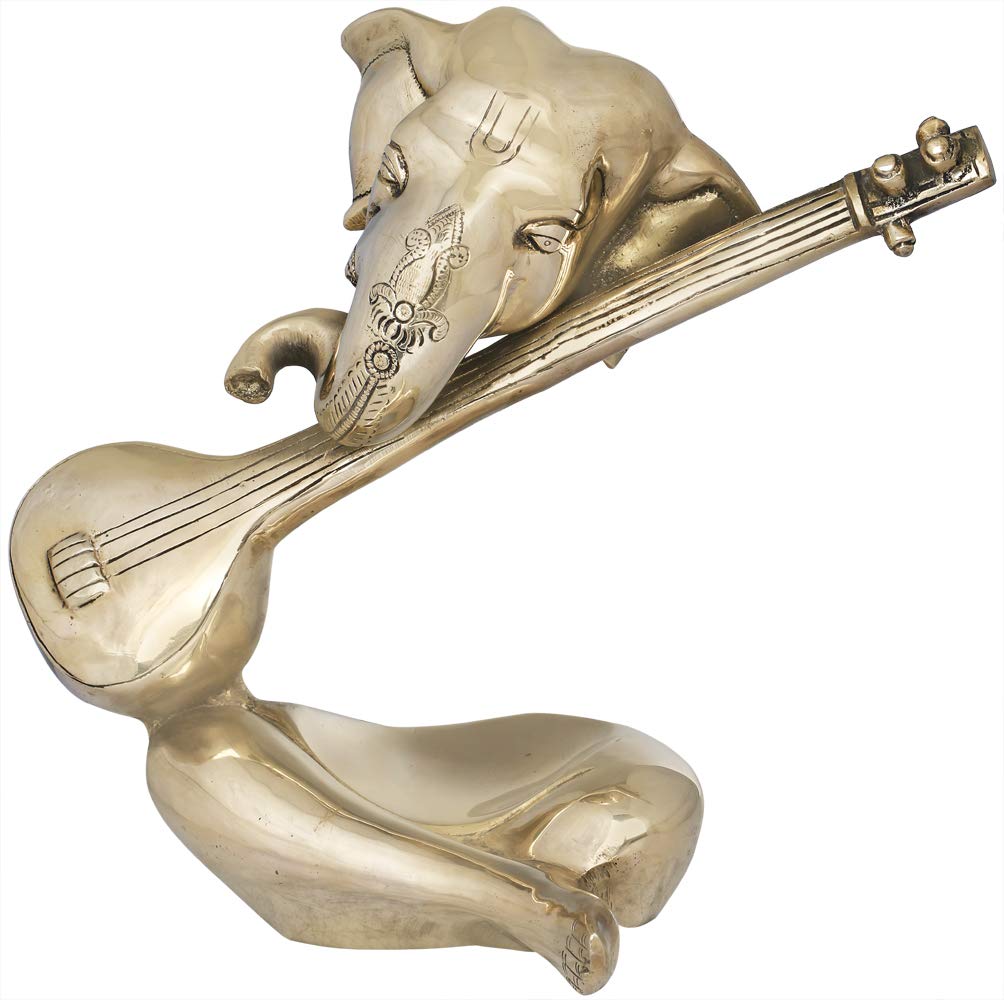 Statue Ganesha en laiton Exotic India sculptée pour déco luxe