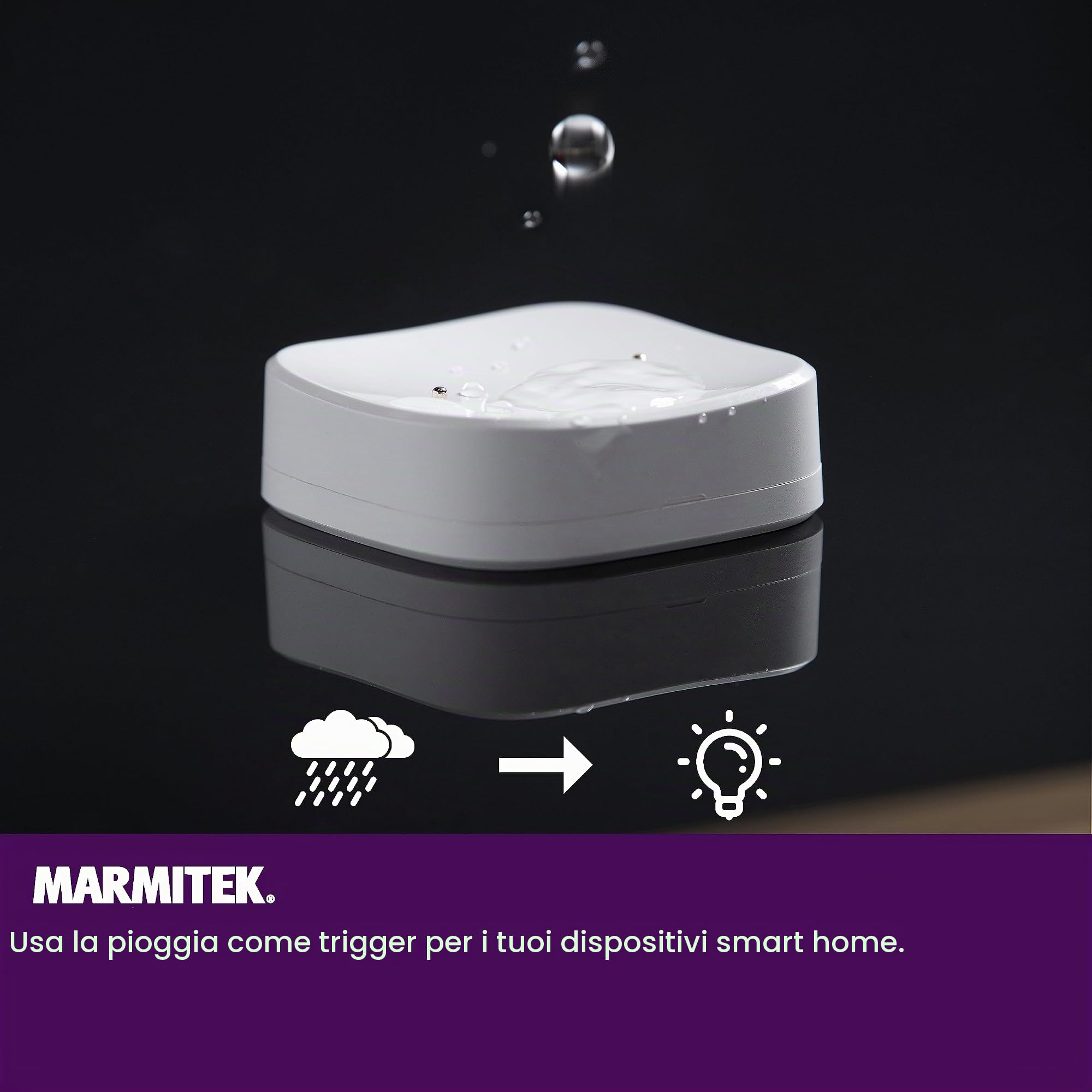 Sensore Perdite d'Acqua Zigbee - Marmitek Sense MA - Sensore - Wireless Flood Sensor - Rilevatore perdite d'acqua - Zigbee 3.0 - Water Leak Detector - Water Level Sensor - Rilevatore Allagamenti
