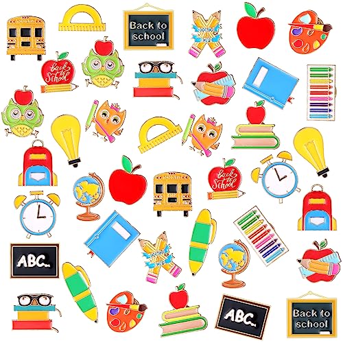 Image of Giegxin 40 Pcs Back to School Pins Bulk for Students Teachers First Day of School Cute Lapel Pins Brooch for Clothes Bags Accessories Gifts Classroom Party Favors
