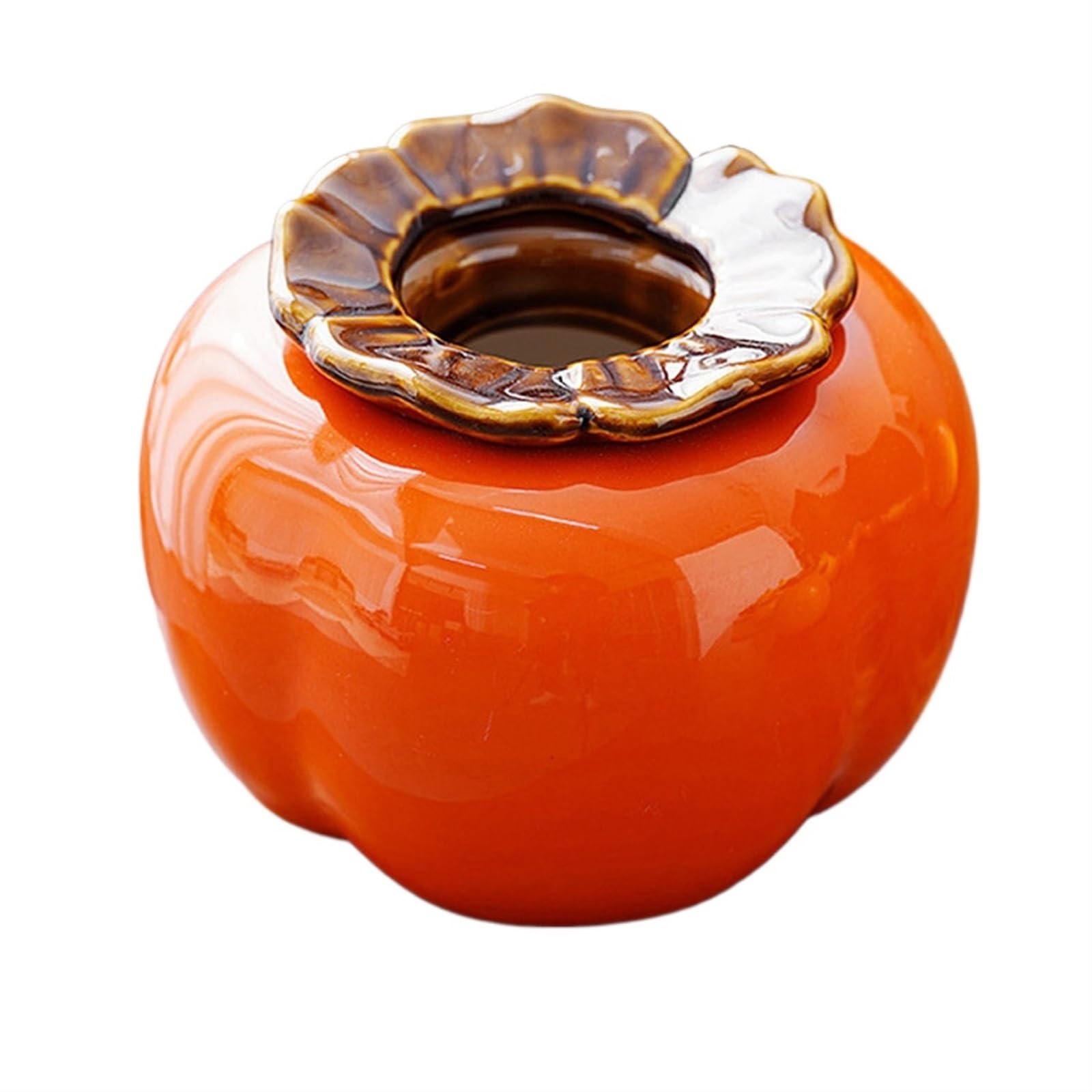ashtray， Ceramic Ashtray Creative Persimmon Windproof Ash Holder, Desktop for Home Office Decoration(L)