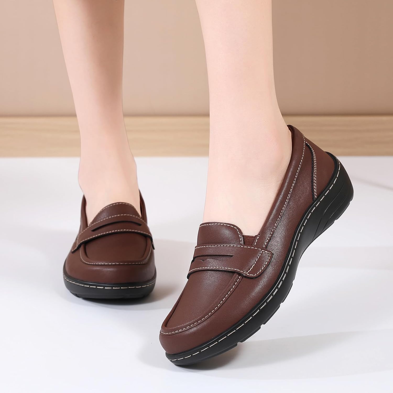 QAE Loafers for Women Comfort Orthopedic Slip On Penny Loafers Women's Flat Shoes for Casual Walking Dress Work Business - Image 8