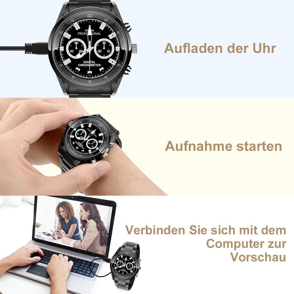Menborn Fotocamera compatta telecamera spia orologio tipo infrarossi rilevamento movimento fotocamera 32 GB