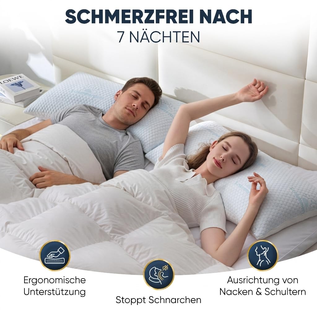 Memory Foam Nackenkissen 40x80 höhenverstellbar Ergonomisches orthopädisches Kopfkissen für Rücken und Seitenschläfer Anti Schnarch