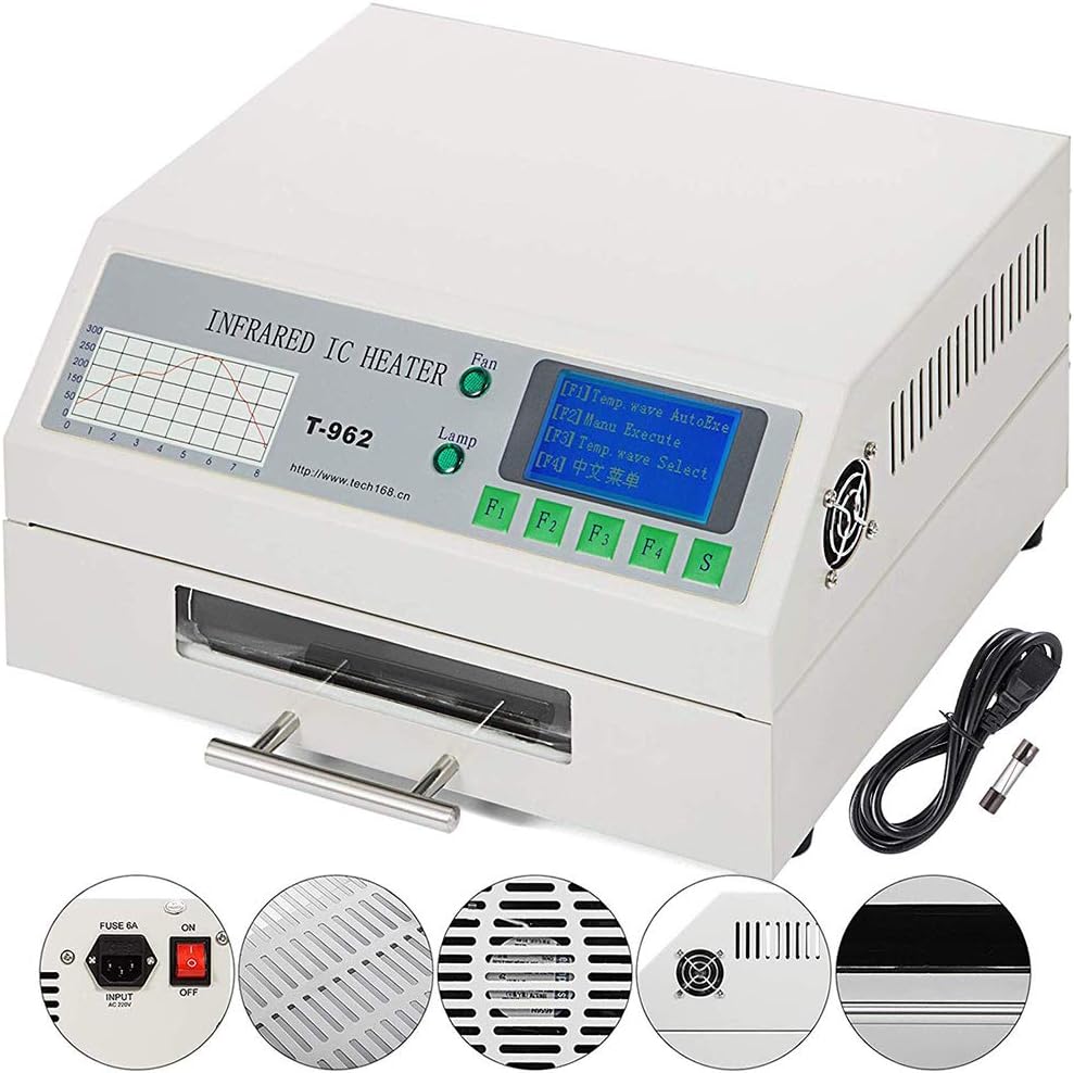 Infrared Soldering Machine T962 Reflow Oven Solder 800W 180 x 235 mm Infrared Heater Soldering Machine Automatic DiyArts