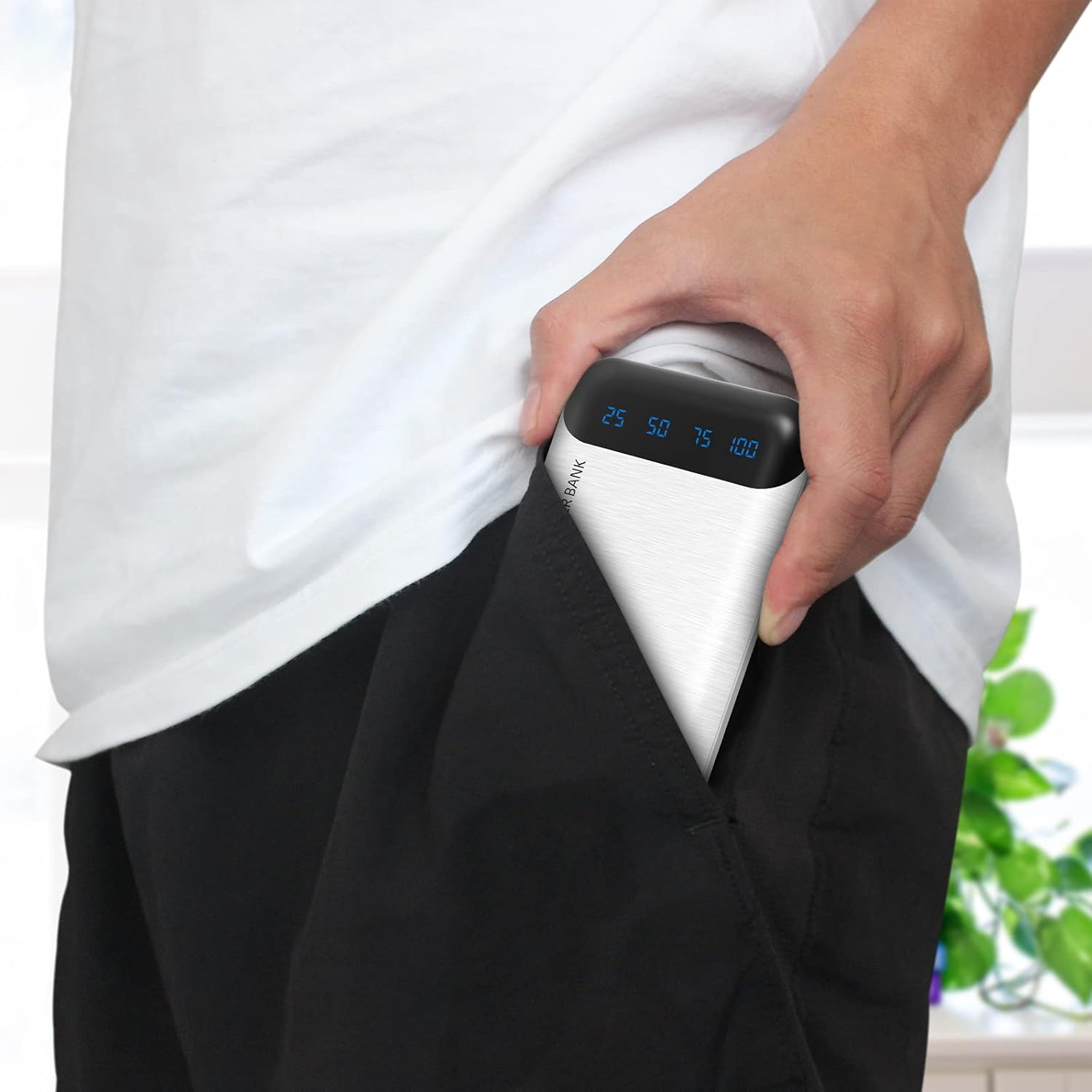 Power Bank 10000mAh Portable Charger Slim External Battery Pack with 2 USB 2.4A Outputs and USB C in/Out Compatible with Huawei iPhone 16 15 14 13 12 iPad Samsung Galaxy S20 Android Tablet (White) - Image 8