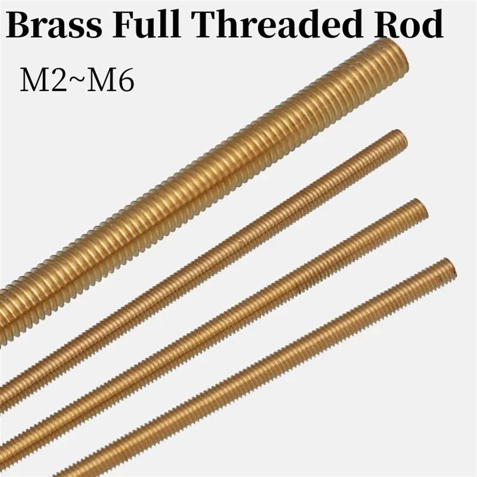 Gewindestange Messing Vollgewindestange Massive Allthread Stud Gewindestange M2 .5 M3 M4 M5 M6(10pcs,M4x250)