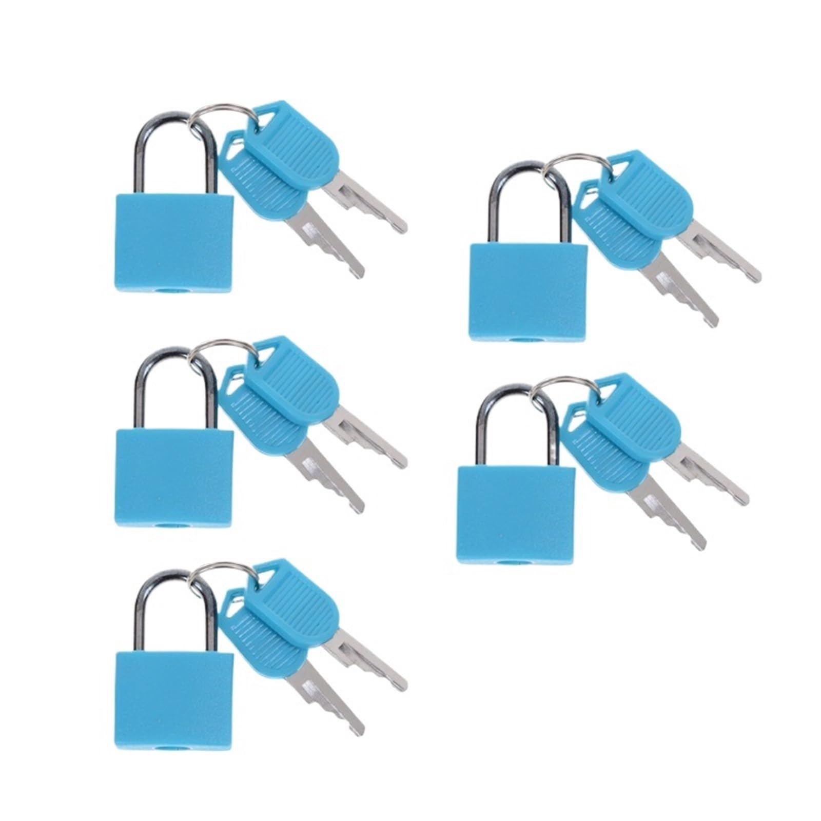 Lock Luggage 5PCS 22mm Small Mini Strong Steel Padlock Travel Suitcase Diary Lock with 2 Keys(5pcs Blue)