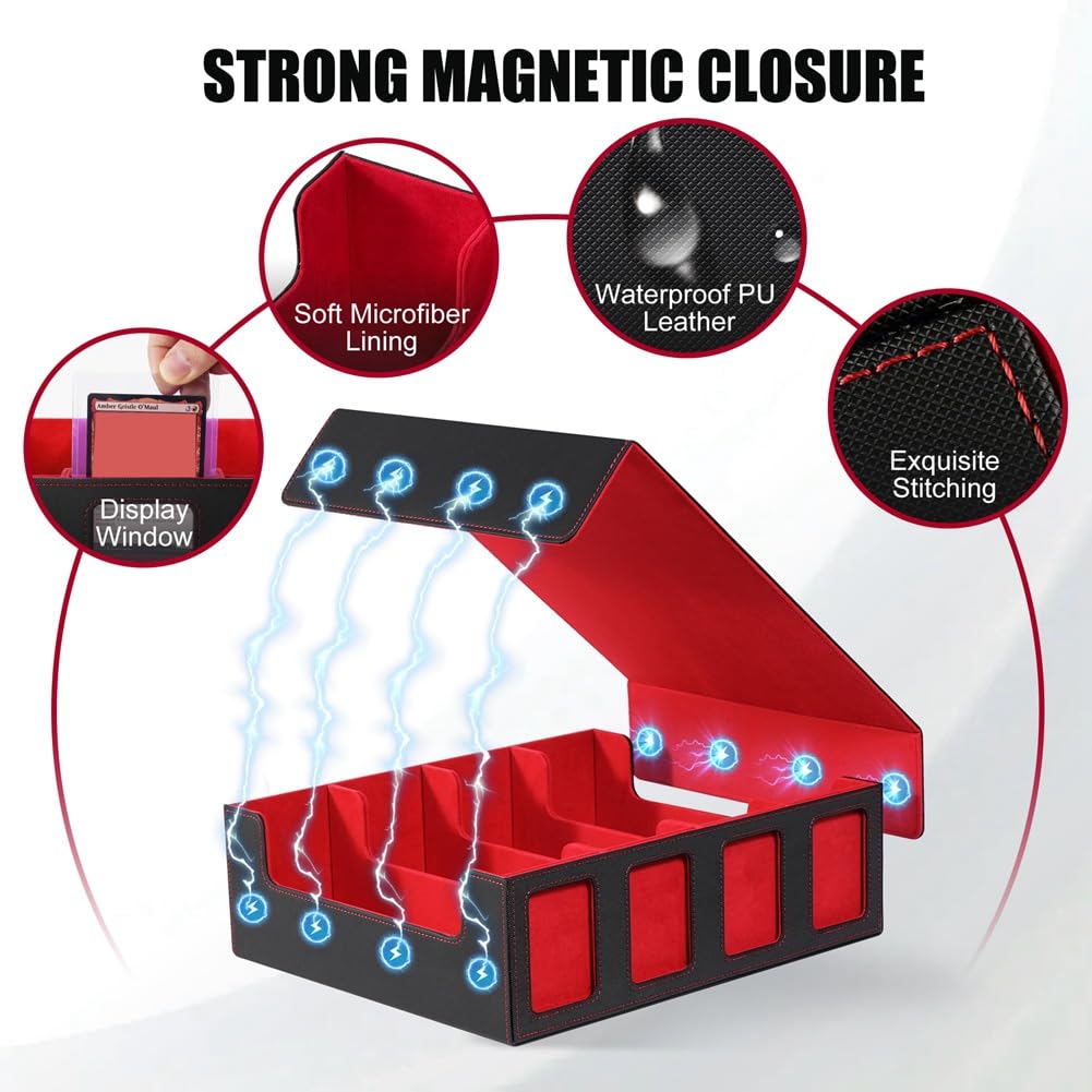 Trading - Scatola magnetica per carte di credito, colore: Nero/Rosso