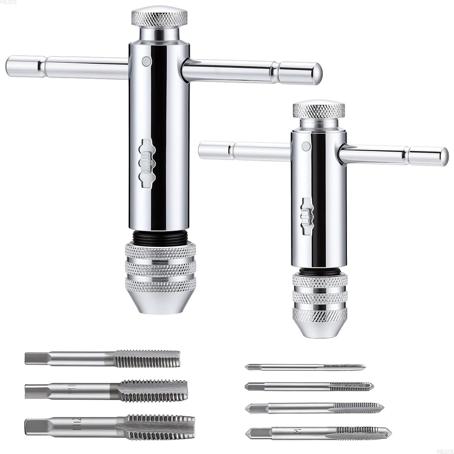 Ratchet T Handle Tap Wrench with M3-M12 Metric Taps Screw Extractor | Adjustable Jaw Holders, Machinist Hand Tool for Reaming & Broken Screw Extraction