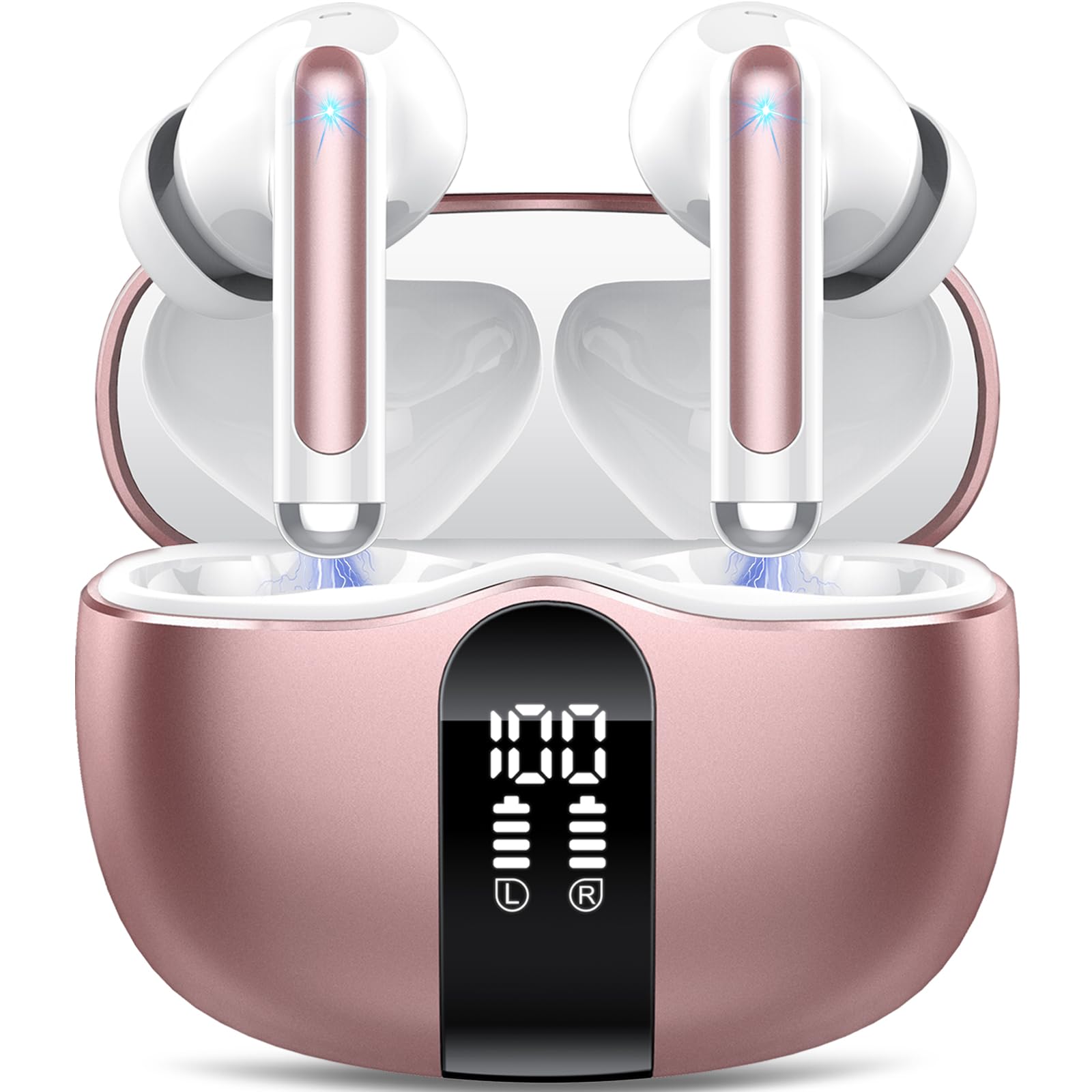 Ecouteurs Bluetooth Sans Fil BESNOOW Q13, HiFi Stéréo Basses, 4 ENC Réduction De Bruit Mic, 40H Autonomie, IP7 Étanche, Contrôle Tactile Noir