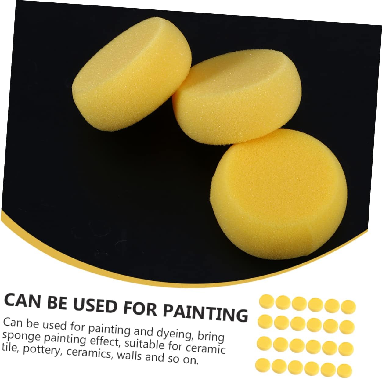 1set Yellow Round Painting Sponges Soft Absorbent Artist Tools for Crafts Face Painting and Cleaning for Boys and Girls and Adults