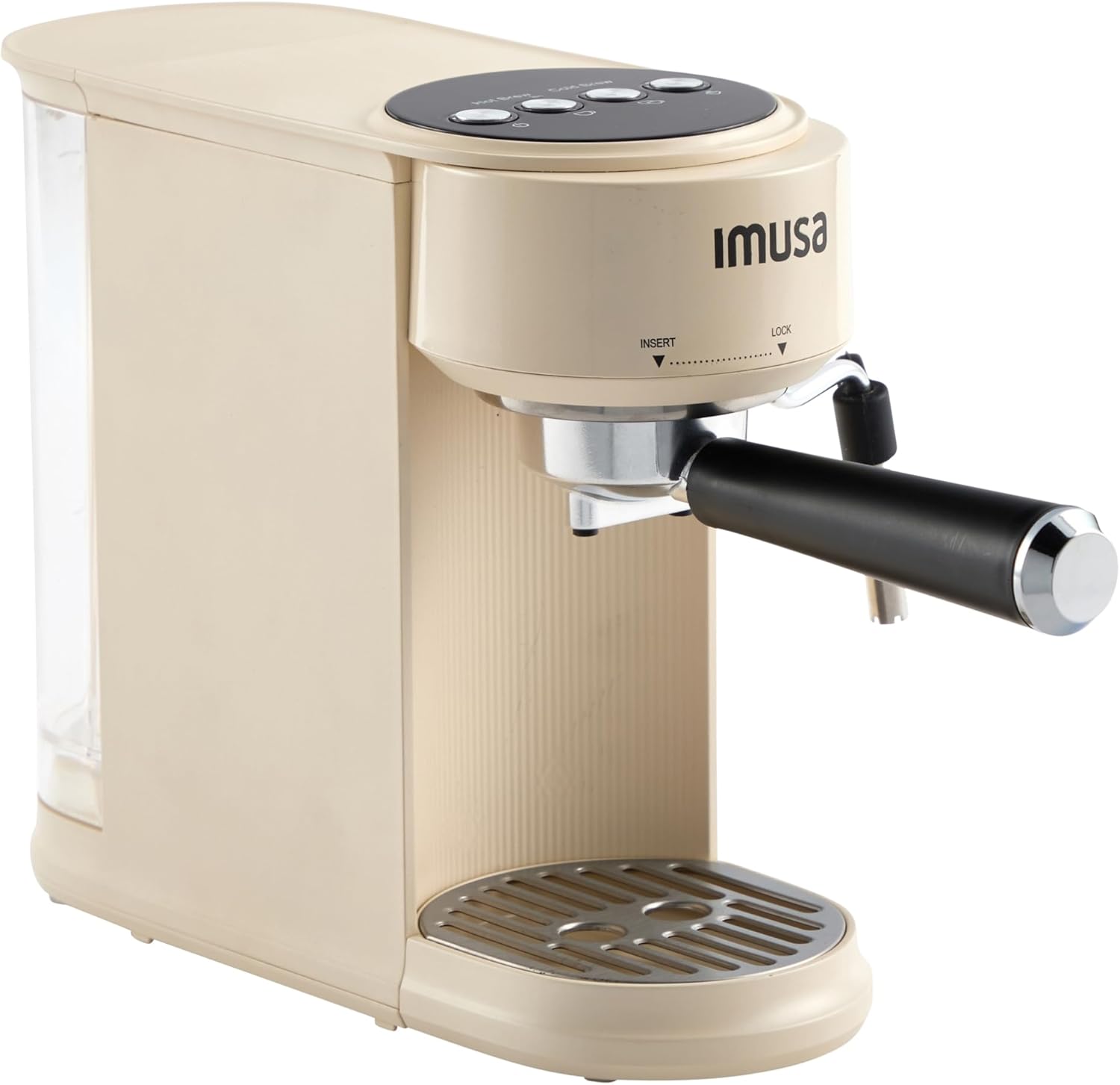 IMUSA 20 Bar Espresso Machine with Milk Frother, Compact 1-2 Cup Espresso & Cappuccino Maker, Thermoblock Fast Heating Coffee Machine, Hot & Iced Latte, Macchiato & Mocha Maker, Matte Almond