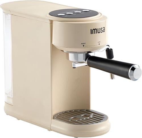 20 Bar Espresso Machine with Milk Frother, Compact 1-2 Cup Espresso & Cappuccino Maker, Thermoblock Fast Heating Coffee Machine, Hot & Iced Latte, Macchiato & Mocha Maker, Matte Almond
