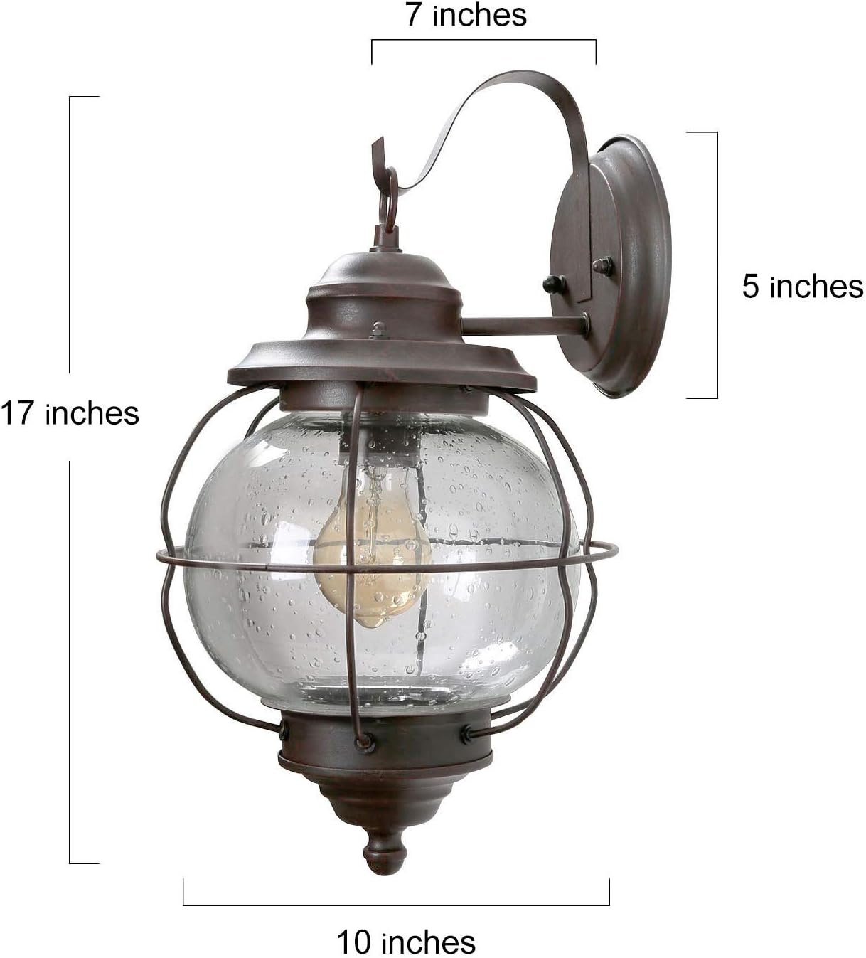 Best Deal Product LNC Exterior Porch Light Fixture, 17 Large Size Globe Seeded Glass & Metal Cage Frame for Garage, Hallway and Patio, Rustic Bronze Outdoor Wall Sconce Buy 2 get 3 LNC Exterior Porch Light Fixture, 17 Large Size Globe Seeded Glass & Metal Cage Frame for Garage, Hallway and Patio, Rustic Bronze Outdoor Wall Sconce