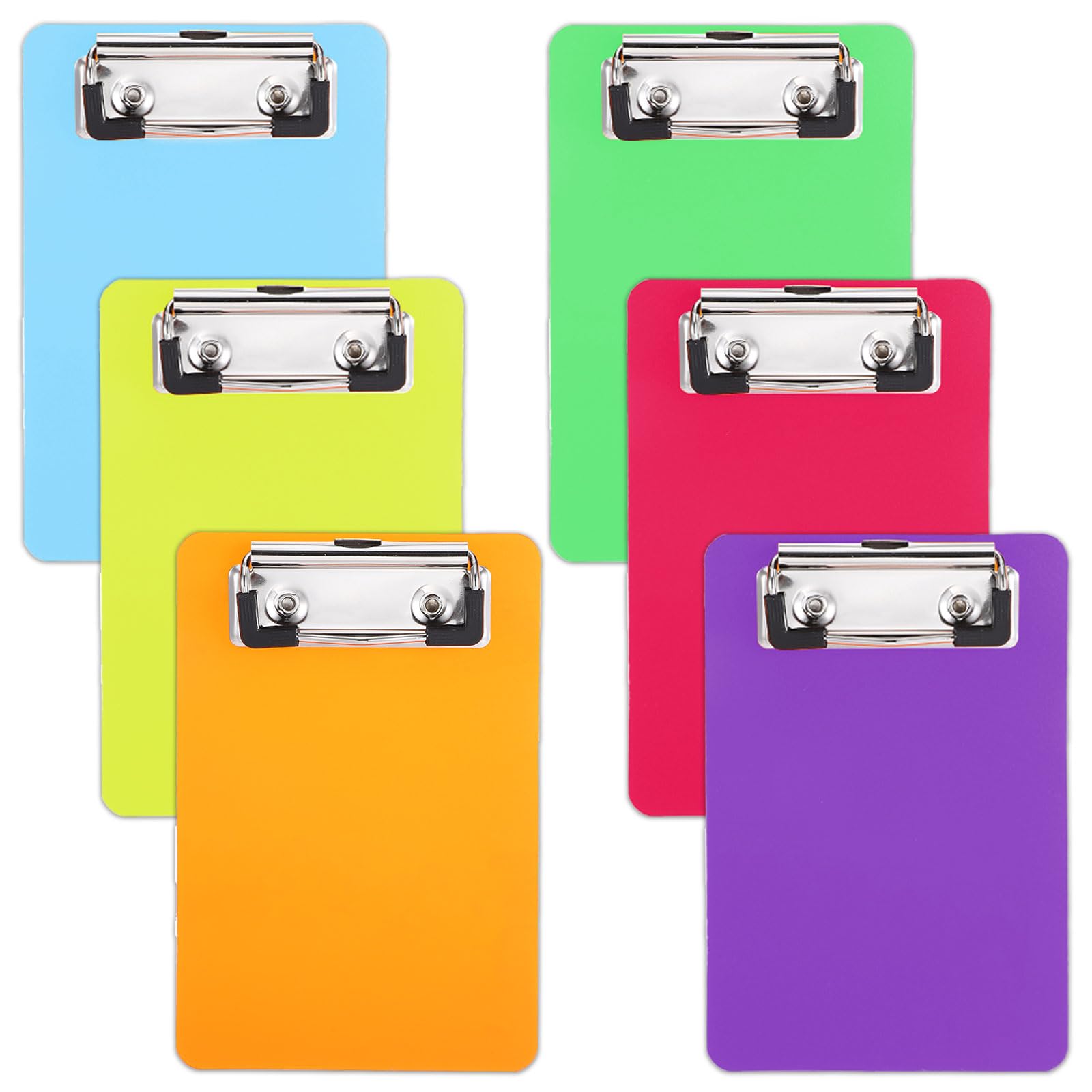 6 Pack A5 Clipboard, Mini Clipboard Set, Small Clipboards Bulk for Office Work Nurses, Bright Colored Assorted Colors A5 Clip Board Set for Writing Drawing Sketch Pad, Waterproof